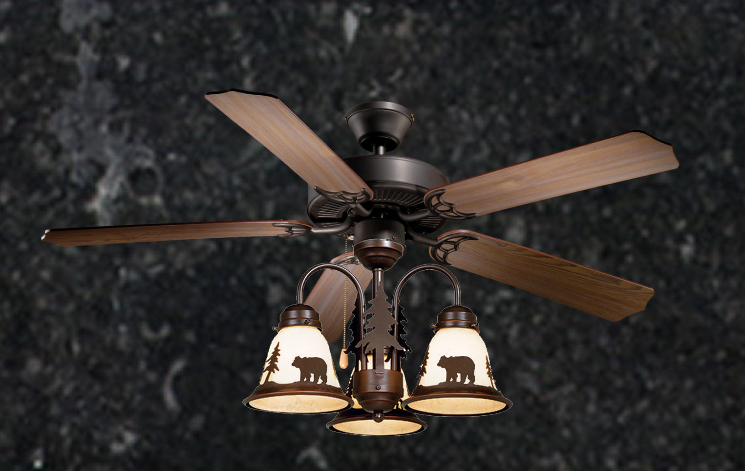 Rustic Ceiling Fan 52 Inch Wilderness W Light Kit Multiple Scene pertaining to size 1525 X 965