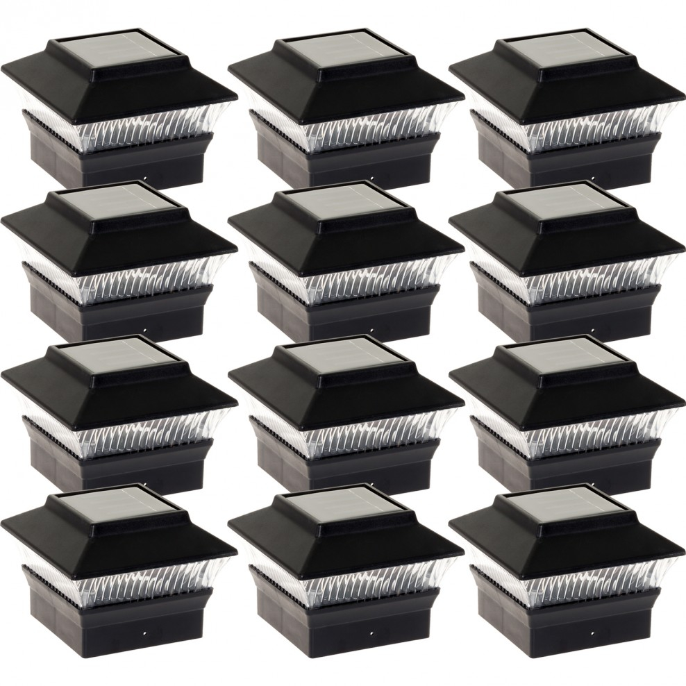 12 Pack Black Solar Powered Square 4 X 4 Pvc Led Post Light pertaining to proportions 988 X 988