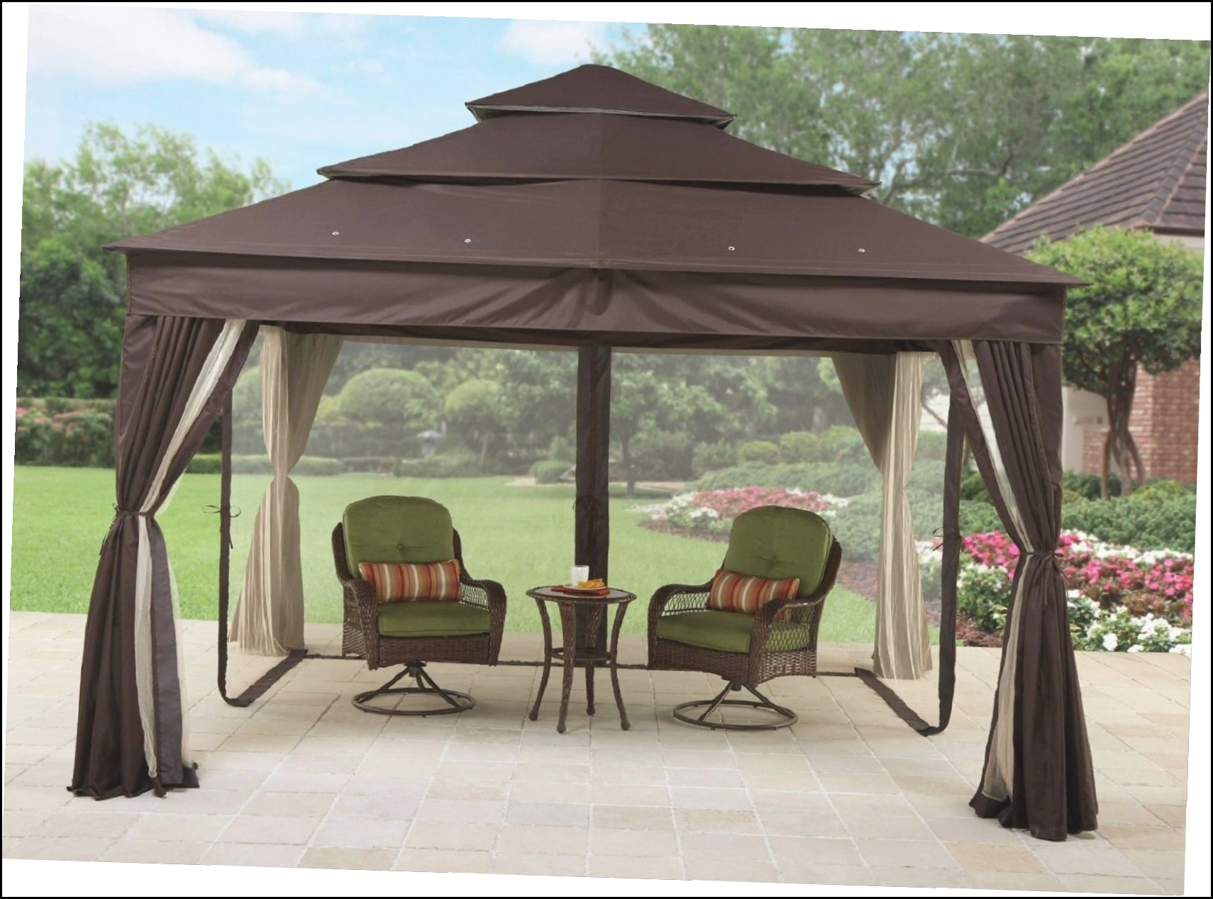 12 X 10 Steel Metal Fabric Gazebo Canopy Outdoor Backyard Lawn with regard to size 1710 X 1268
