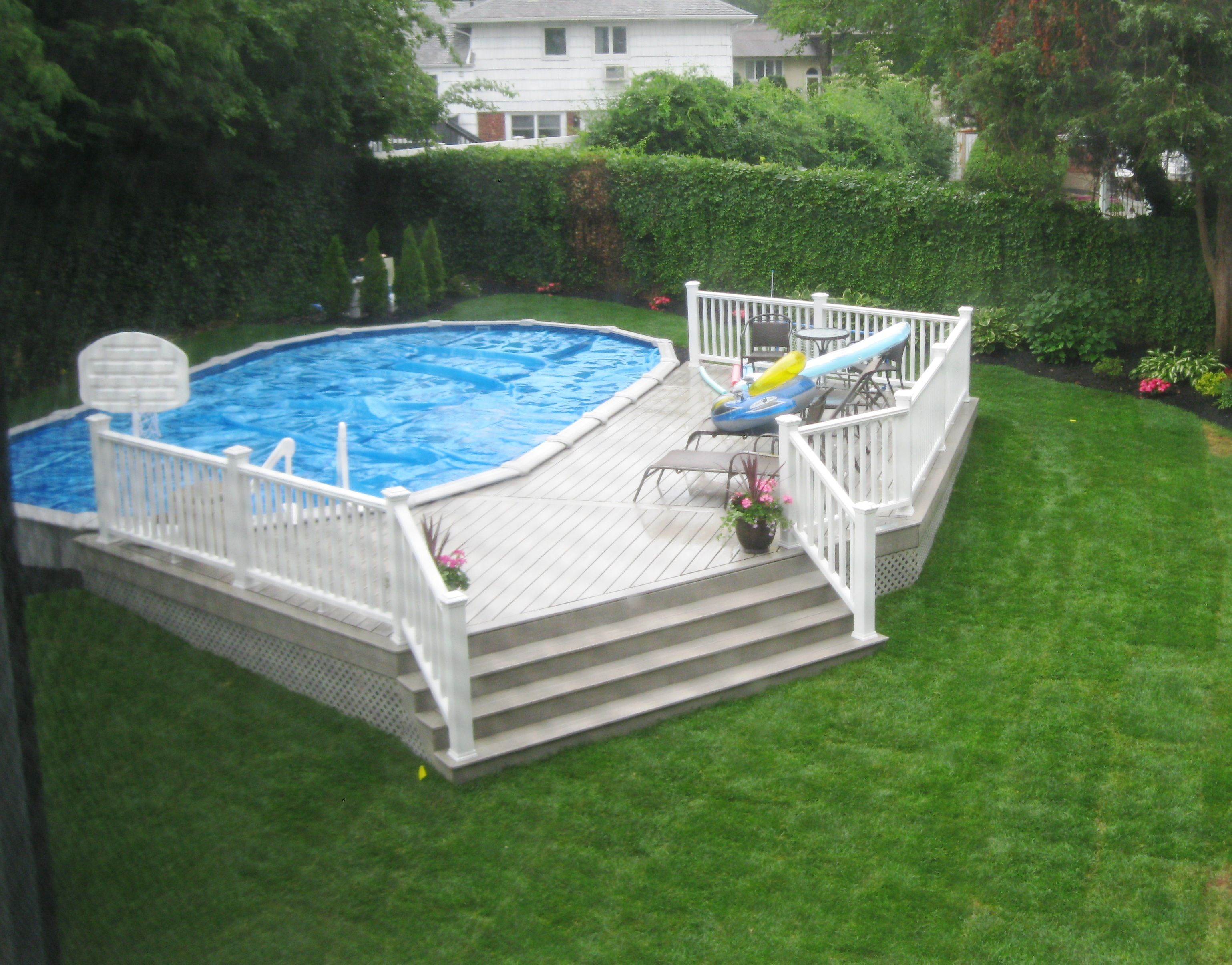 18x33 Semi Inground Pool With Deck Pool Decks Swimming Pool in dimensions 3077 X 2409