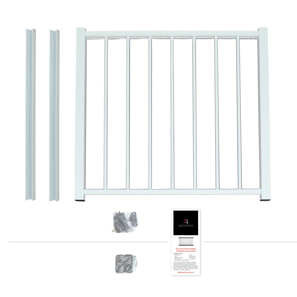 40 In X 36 In White Powder Coated Aluminum Preassembled Deck Gate with size 1000 X 1000