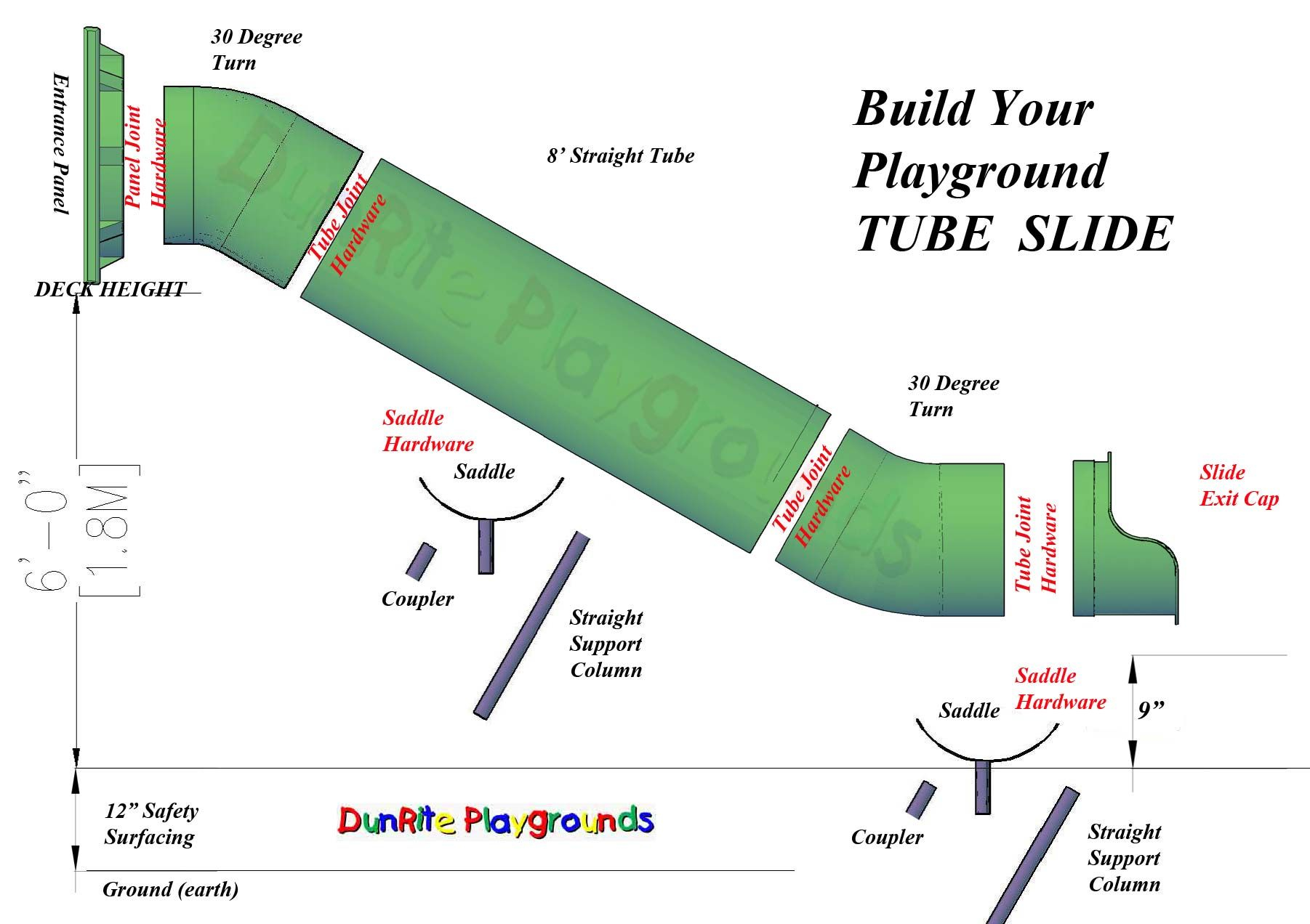 6 Foot Deck Height Tube Slide Exploded Home Ideals In 2019 Deck regarding proportions 1802 X 1272