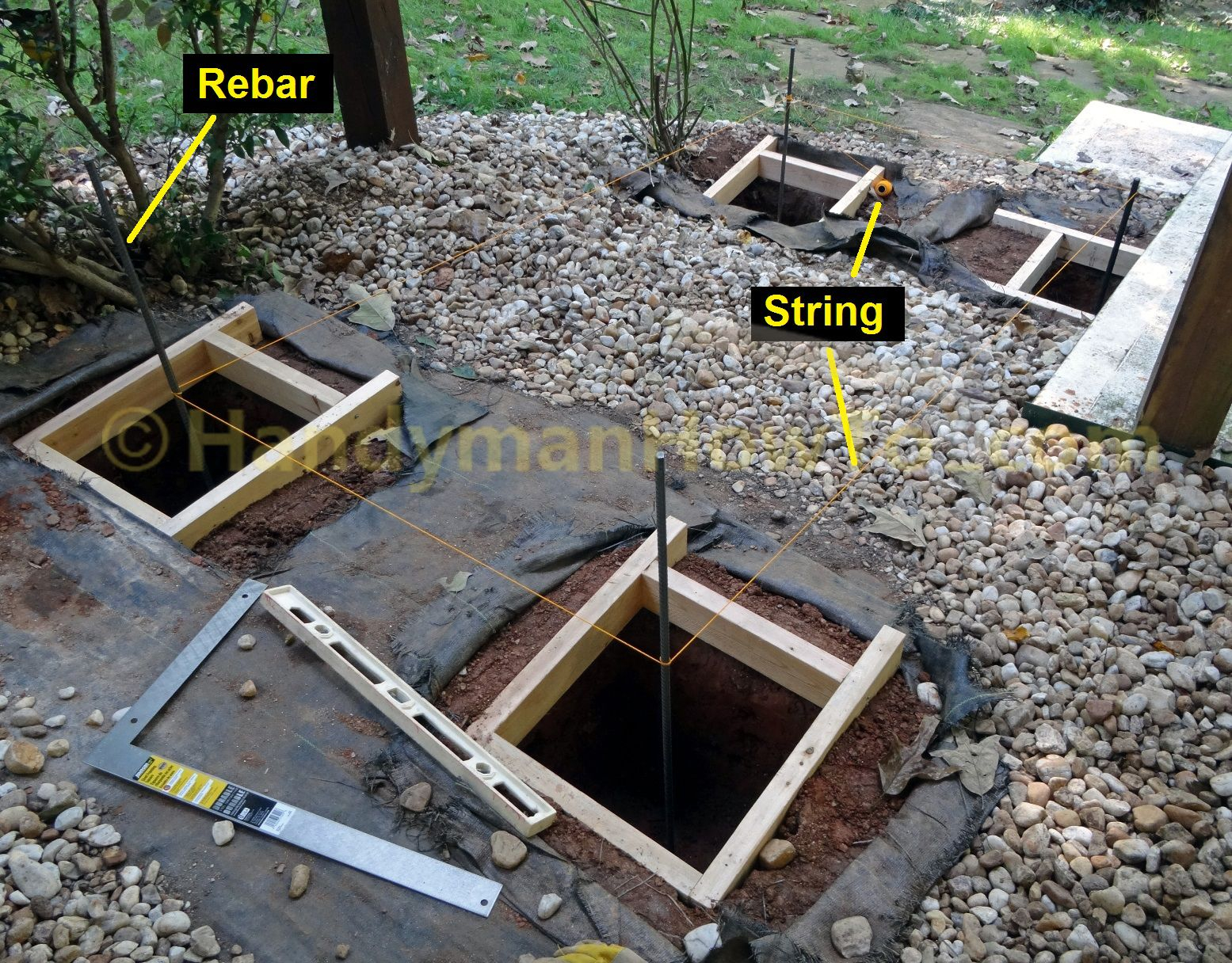 6x6 Deck Post Installation Square And Mark Post Footers Backyard inside proportions 1555 X 1216