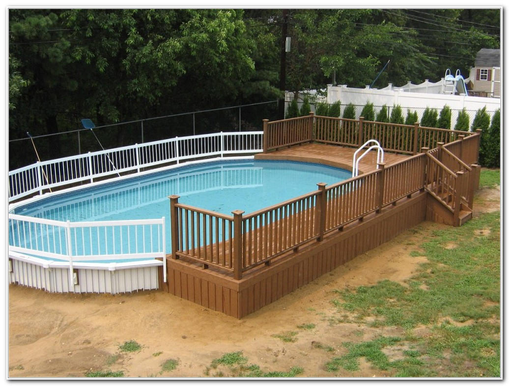 Above Ground Oval Swimming Pool Deck Designs Decks Home regarding dimensions 1036 X 786