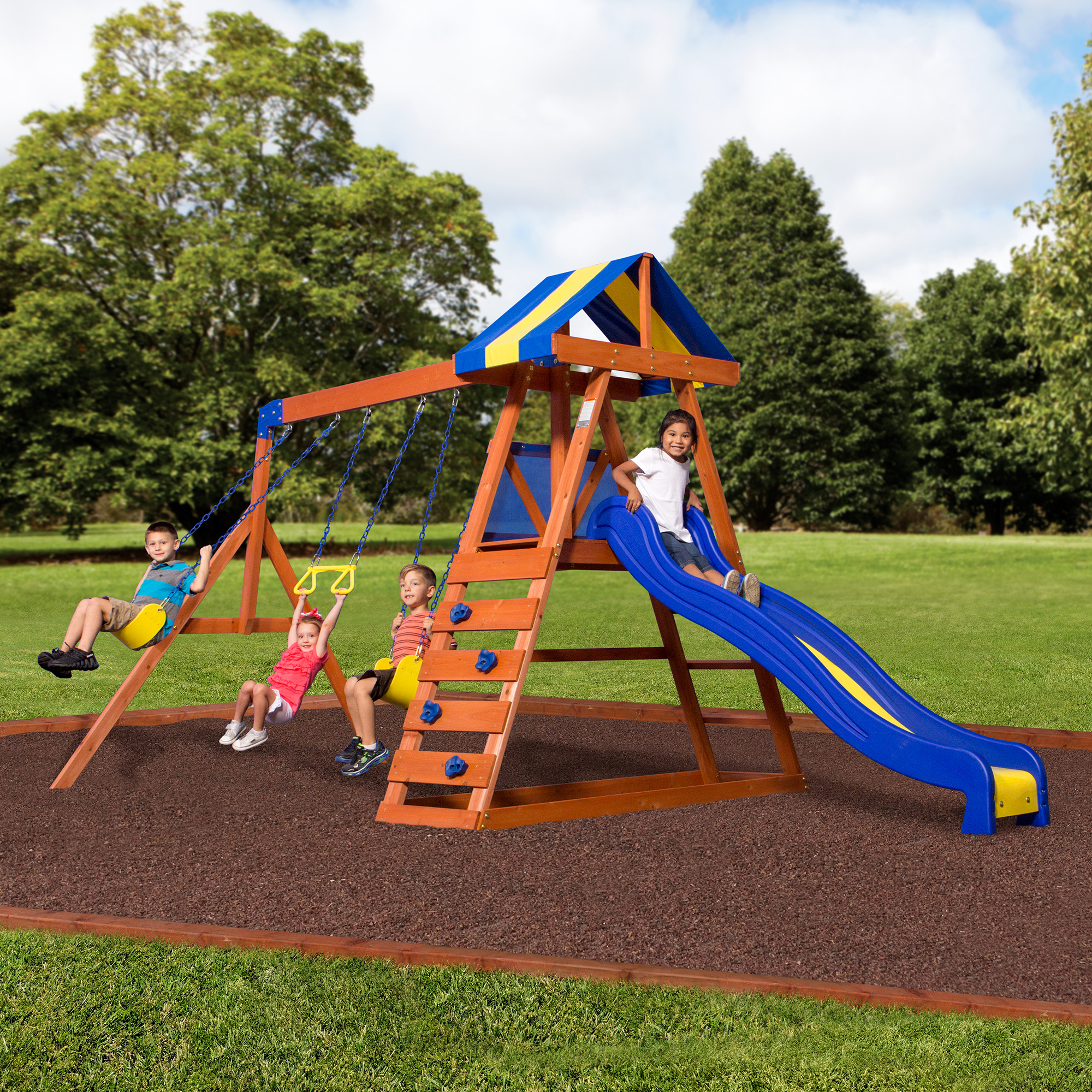 Backyard Discovery Dayton Cedar Wooden Swing Set Walmart with sizing 2000 X 2000