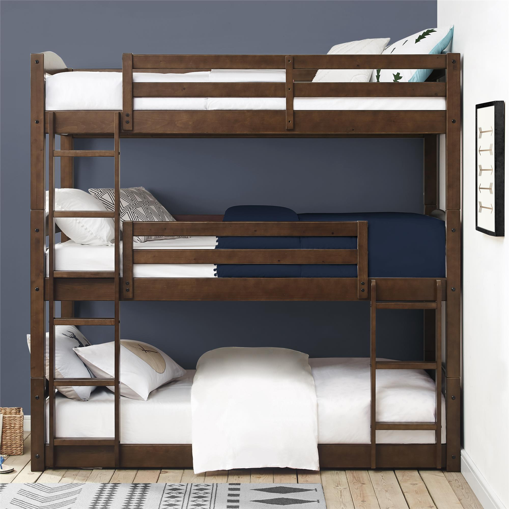 Better Homes Gardens Tristan Triple Bunk Bed Mocha Walmart with size 2000 X 2000