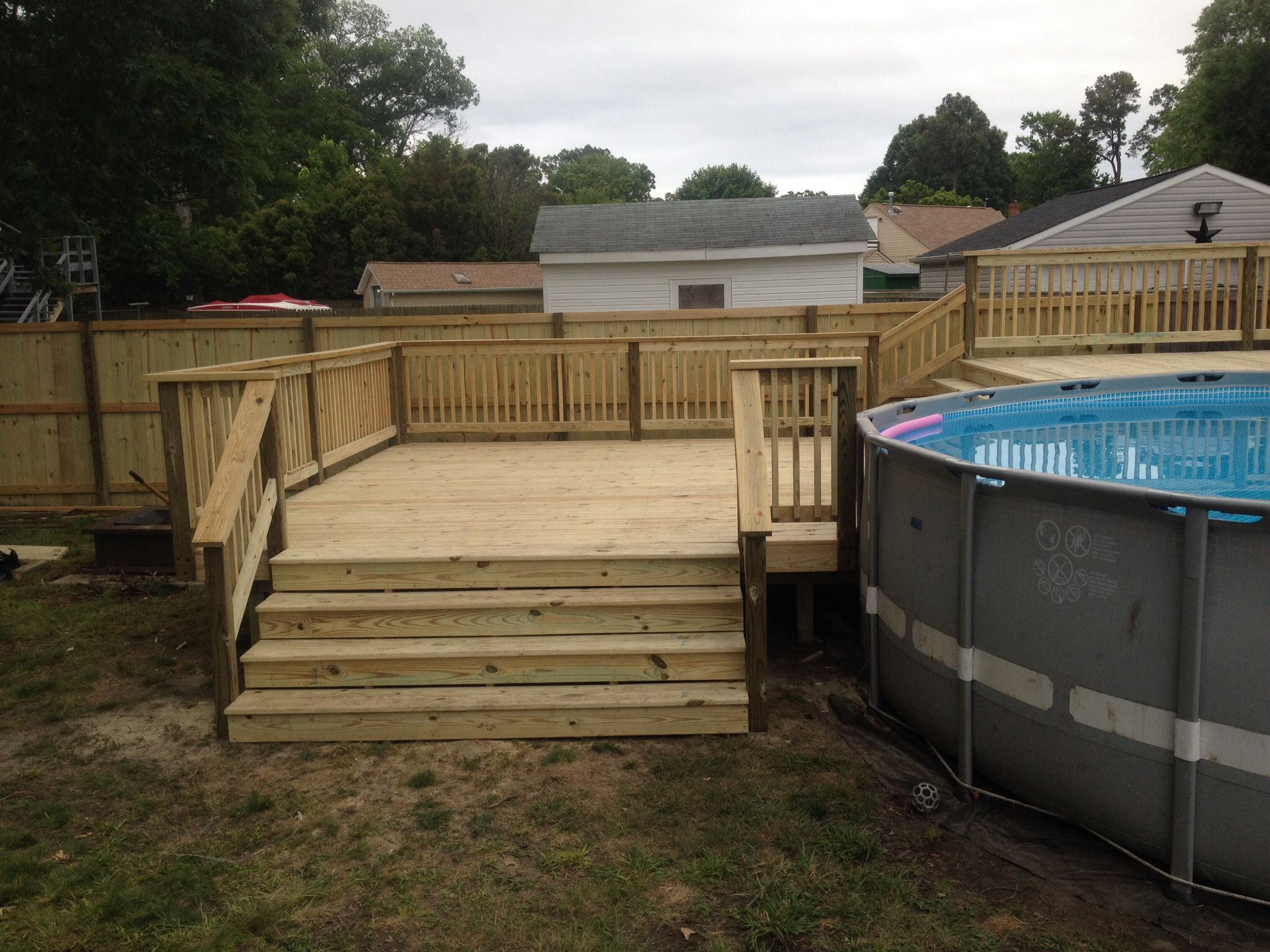 Bi Level Pool Deck 8 Foot Wide Steps On Bottom Deck 16x16 Bottom inside measurements 2048 X 1536