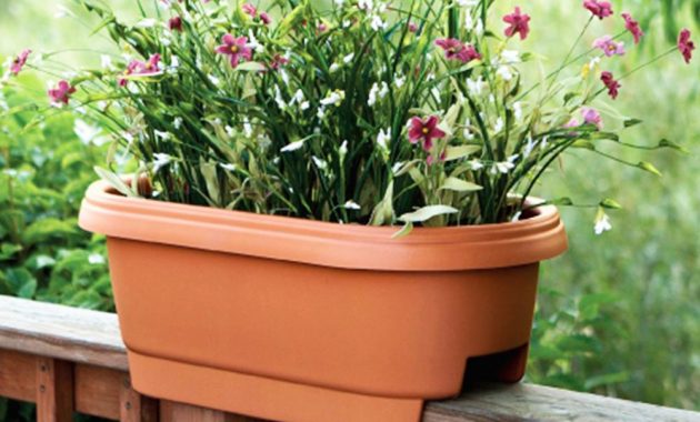 Bloem Deck Rail Planter 24 In Terra Cotta Plastic Deck Rail Planter pertaining to size 1000 X 1000