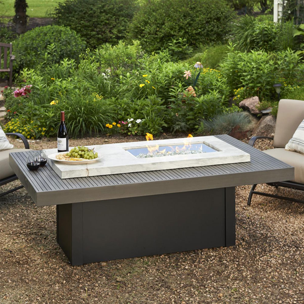 Boardwalk 72 Inch Linear Gas Fire Pit Table With Crystal Fire Burner inside size 1000 X 1000