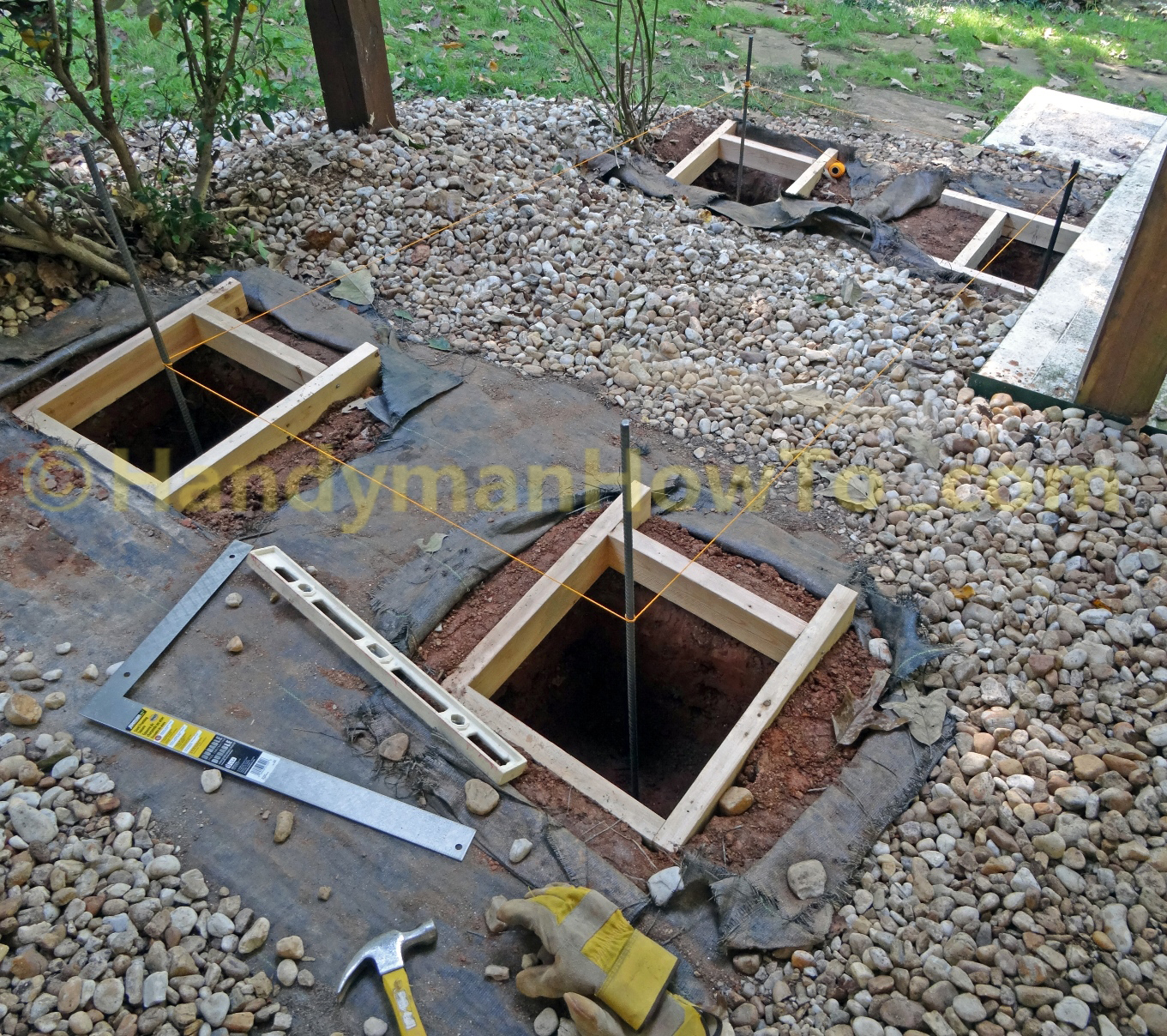 Build Wood Deck Stair Landing Concrete Footers And 6x6 Posts in proportions 1361 X 1208