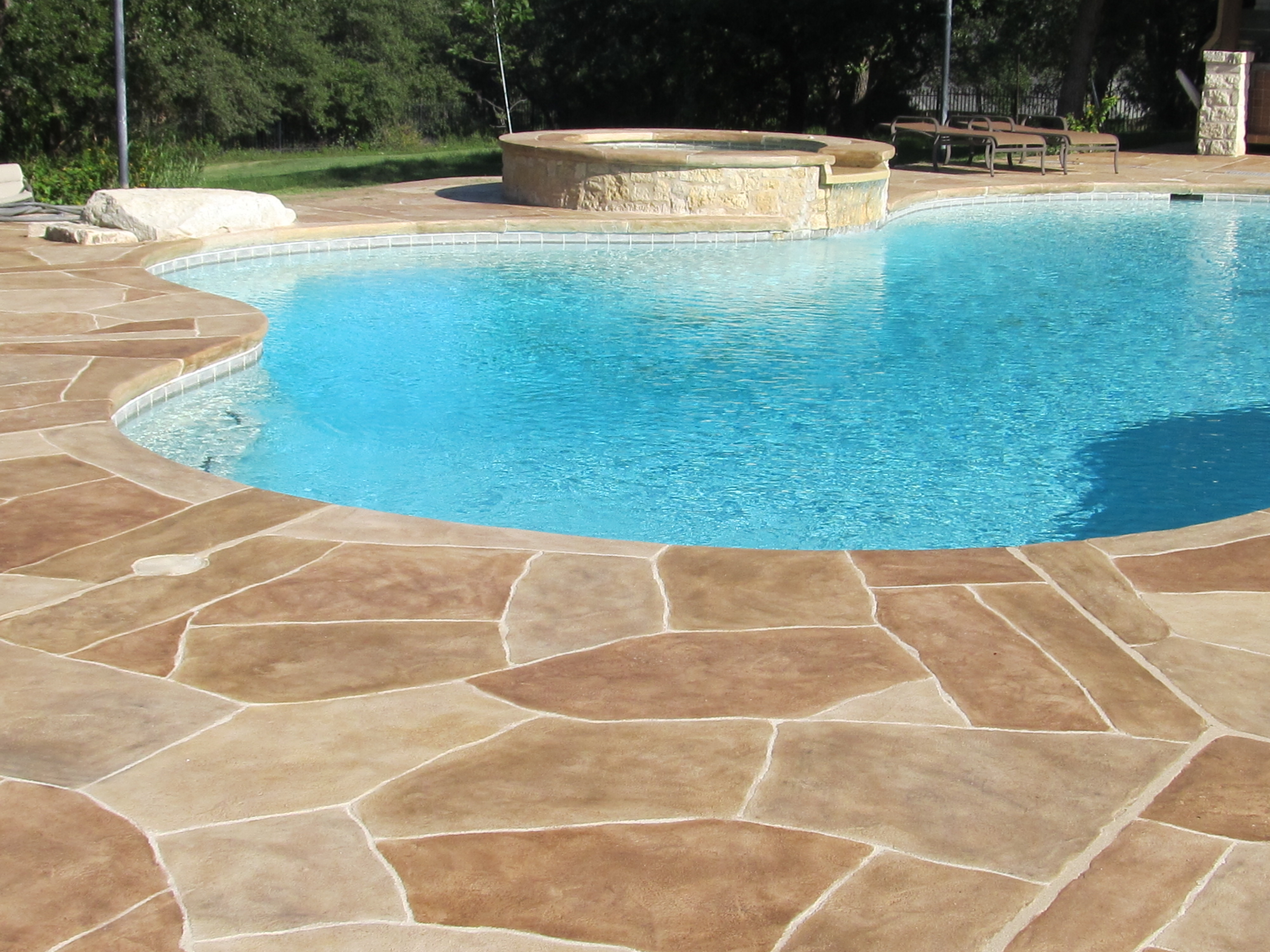 Carvestone Can Cover Concrete Pea Gravel Cool Deck And Brick Pool with regard to proportions 4000 X 3000