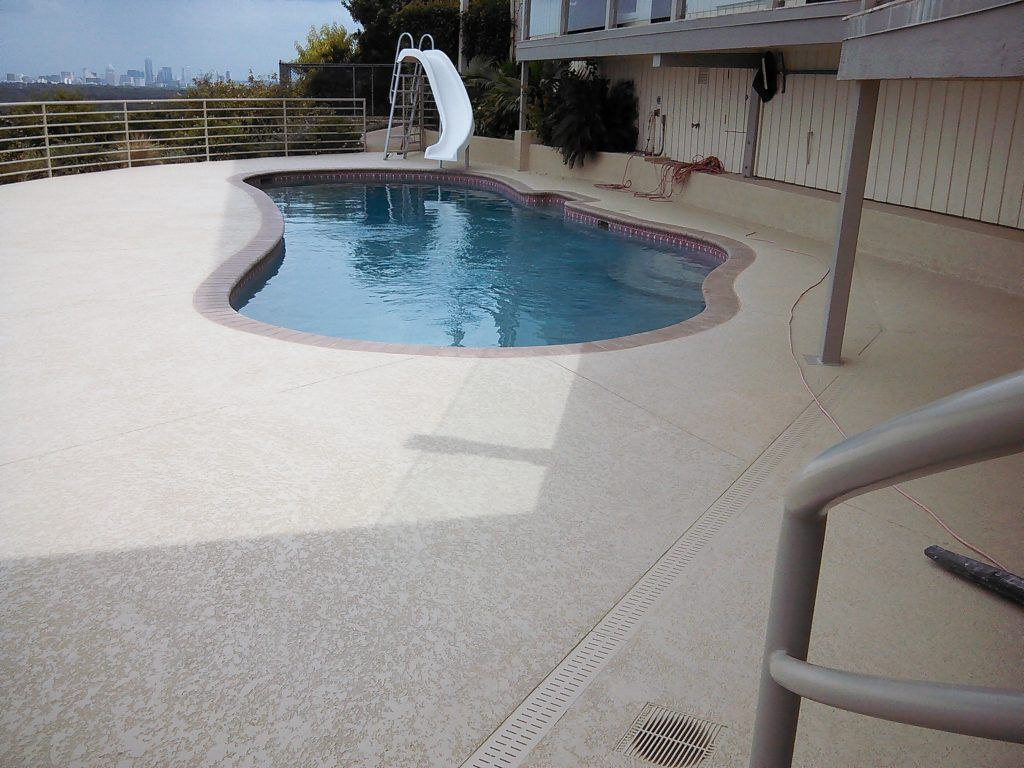 Classic Texture Bone White Pool Deck Resurfacing Deck Repair with regard to proportions 1024 X 768
