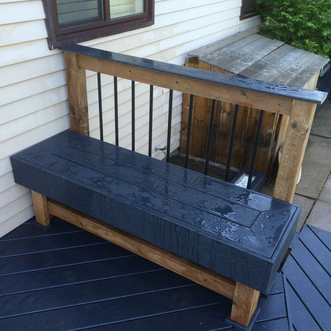 Composite Deck Bench Seating And Railing Design Deck In 2019 intended for proportions 1136 X 1136