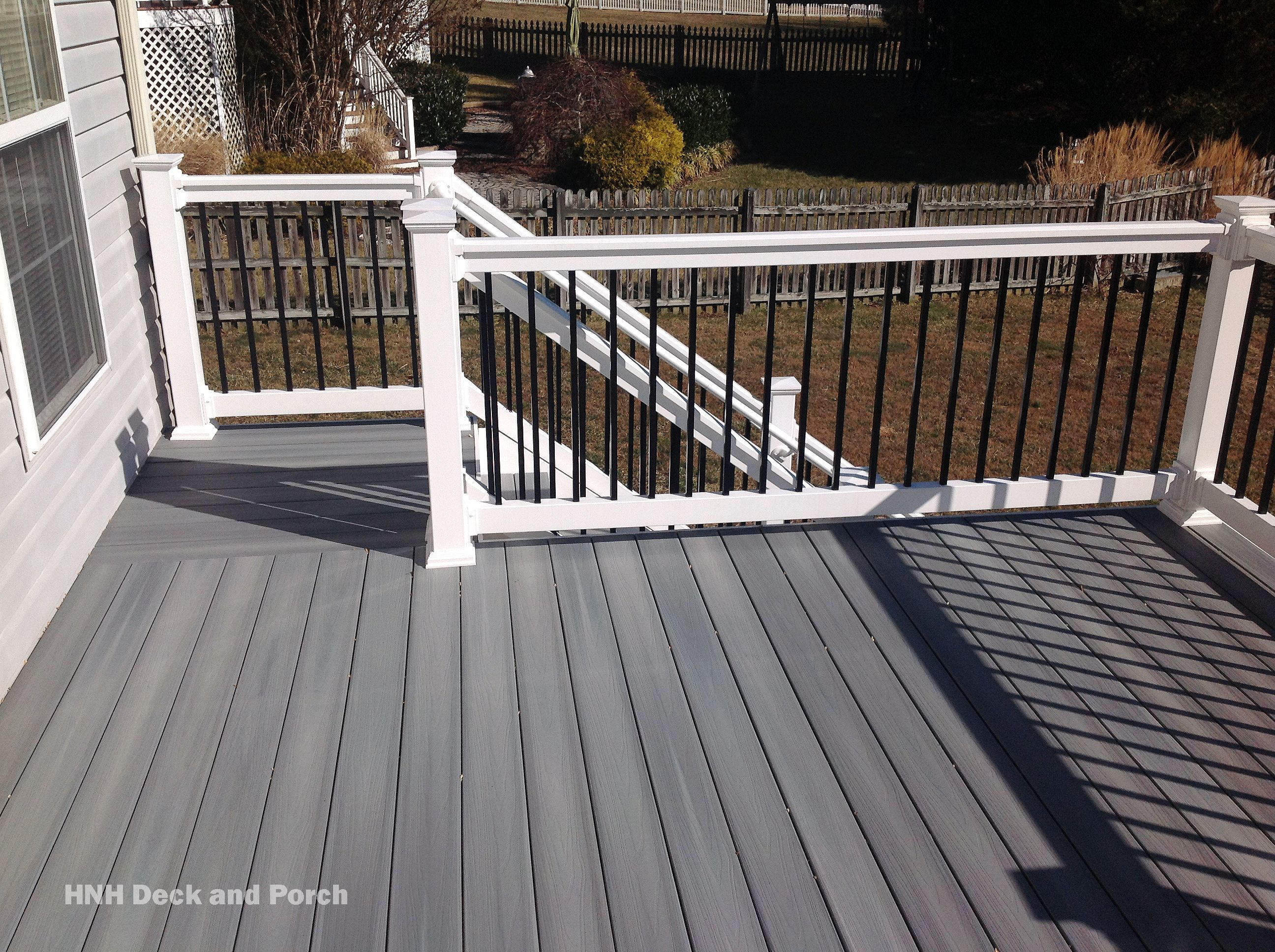 Composite Deck Using Fiberondecking Castle Grey Decking With White with proportions 2592 X 1936