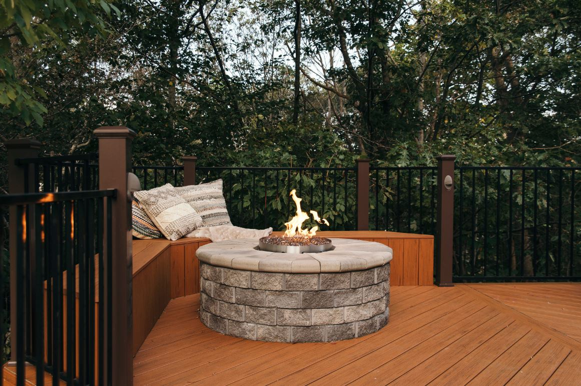 Composite Deck With Built In Stone Fire Pit within sizing 1161 X 772