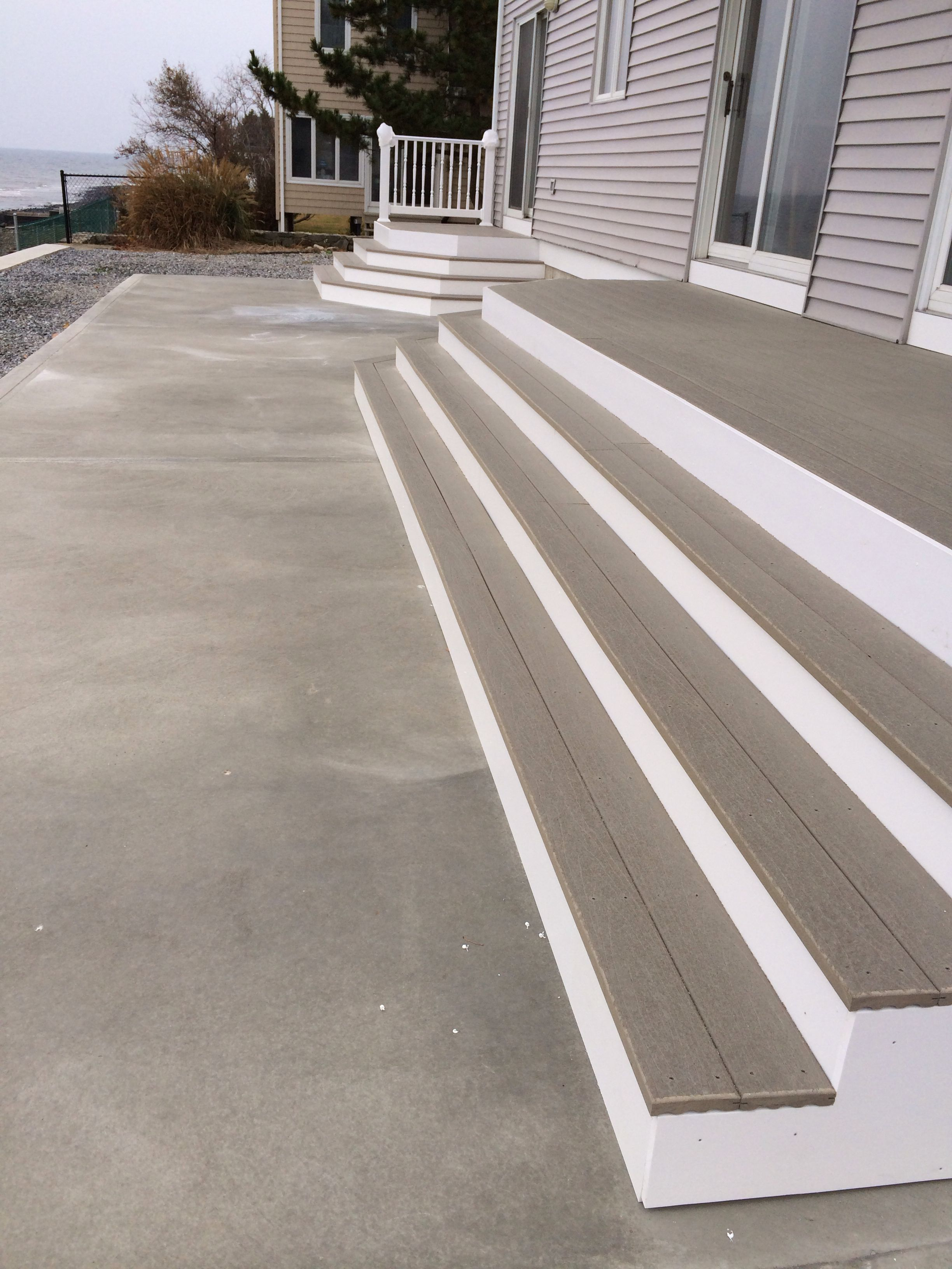 Composite Decking And Pvc Wrap Risers On Wrap Around Stair Deck with regard to dimensions 2448 X 3264