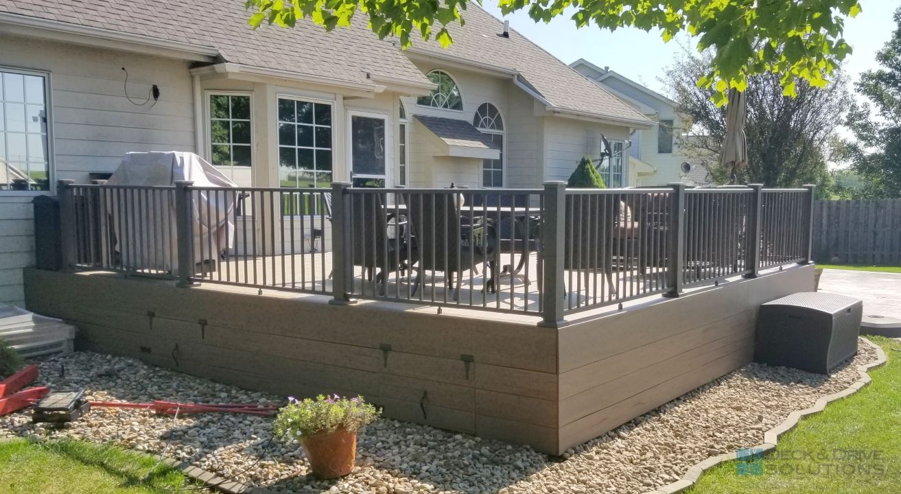 Composite Timbertech Deck With Under Deck Skirting Des Moines Deck for sizing 1313 X 720