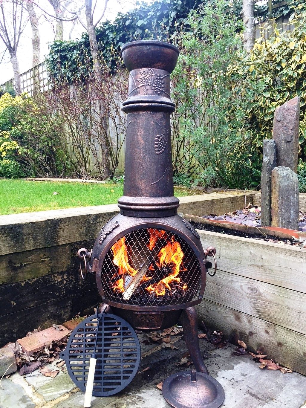 Cove Xl Thick Cast Iron Chiminea Chimenea Bbq Patio Heater Outdoor intended for sizing 1024 X 1365