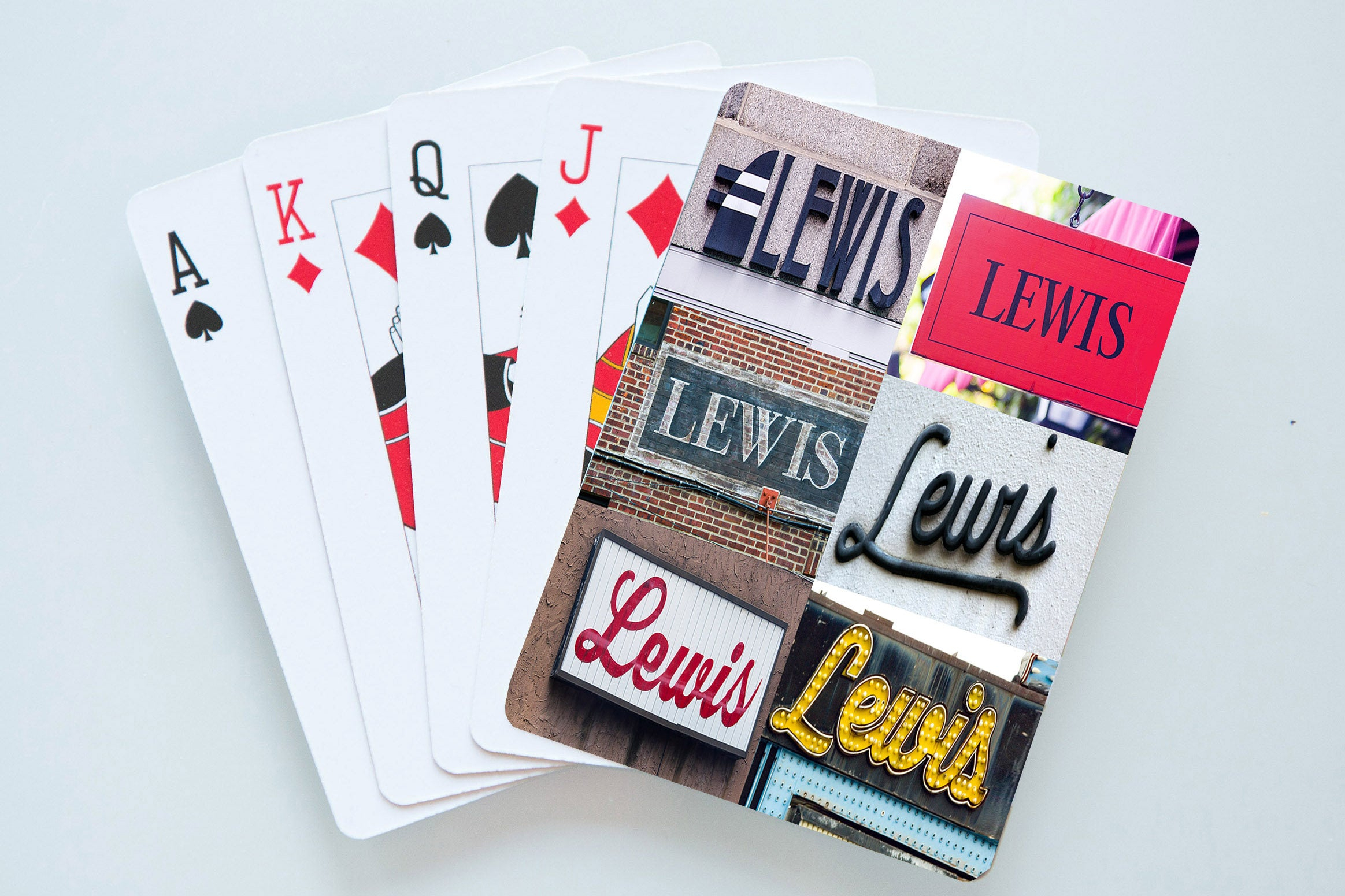 Custom Playing Cards Featuring The Name Lewis In Actual Sign Etsy for sizing 2327 X 1551