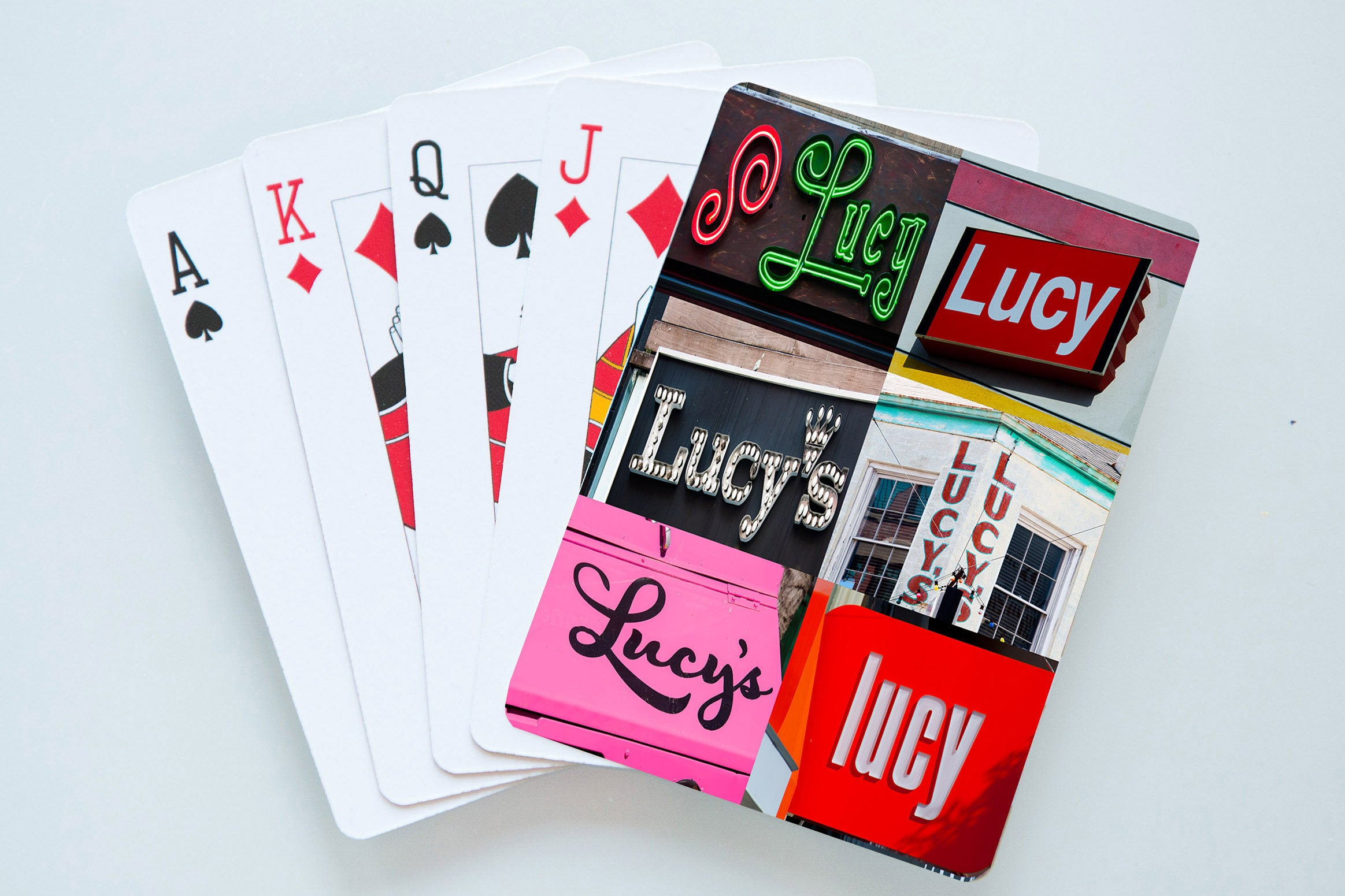 Custom Playing Cards Featuring The Name Lucy In Actual Sign Etsy with proportions 2327 X 1551