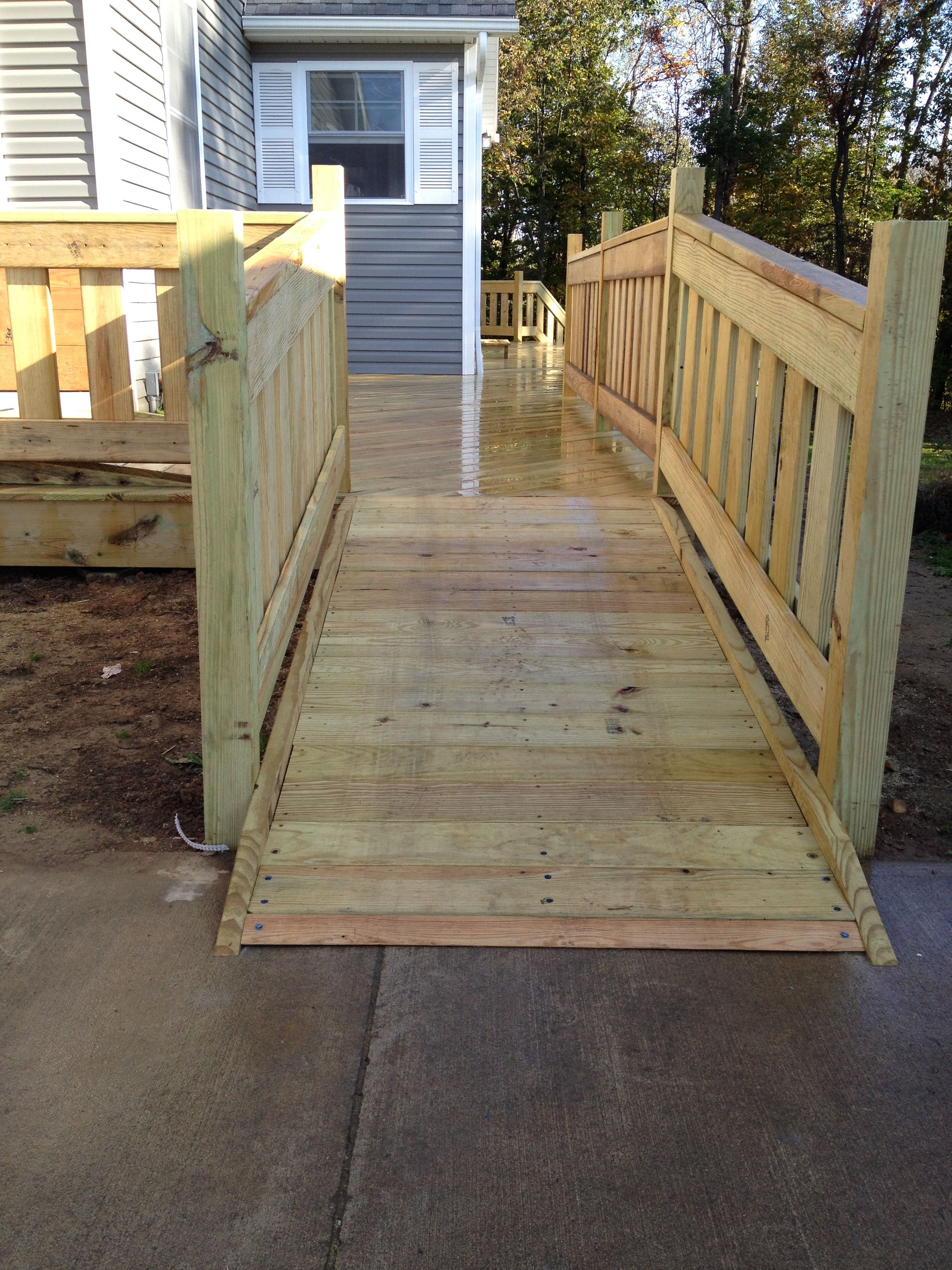 Custom Treated Lumber Handicap Ramp And Railings For The Deck throughout size 2448 X 3264