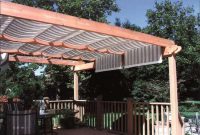 Deck Pergola With Stripes Fabric Roofing Outdoor Pergola Roof pertaining to measurements 1024 X 770