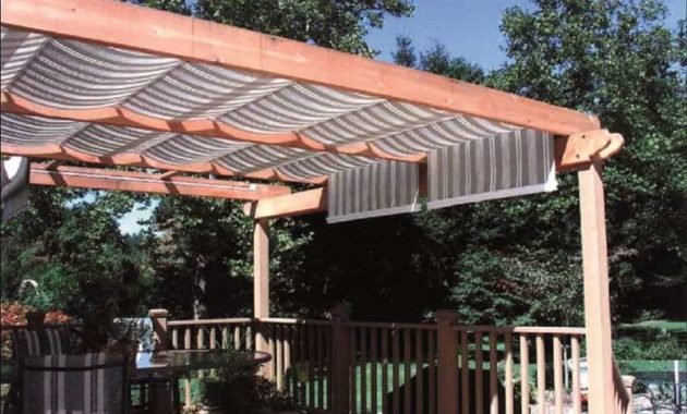 Deck Pergola With Stripes Fabric Roofing Outdoor Pergola Roof pertaining to measurements 1024 X 770