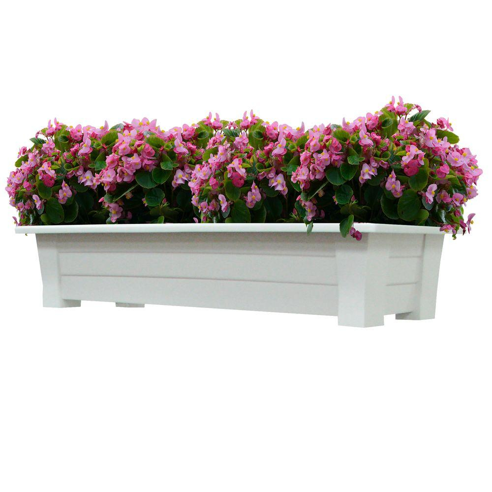 Deck Rail Planter Box White Resin Patio Floor Lightweight Outdoor intended for proportions 1000 X 1000