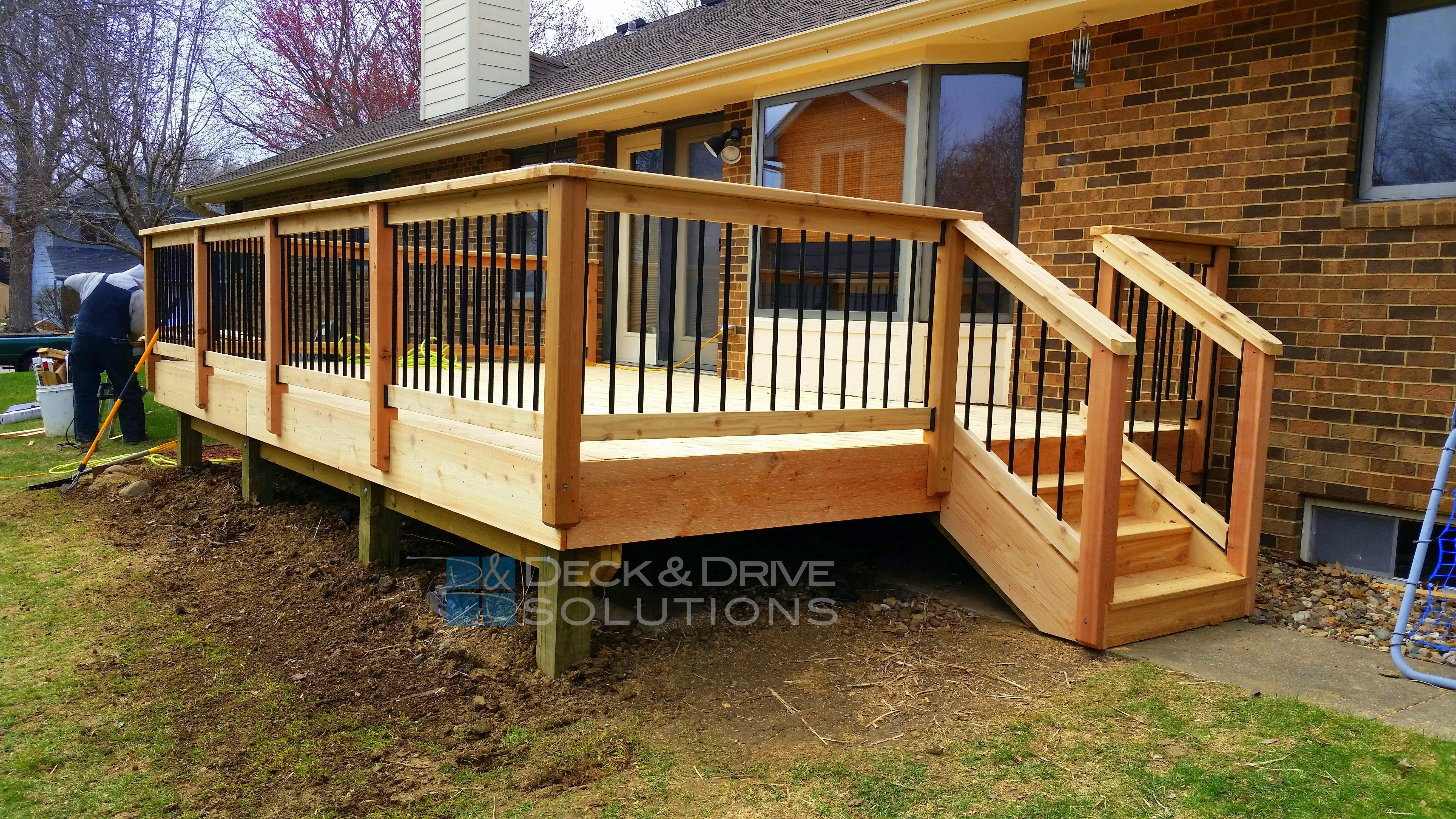 Deck Resurface With Cedar And Cedar Post Rail With Round Metal with sizing 5312 X 2988