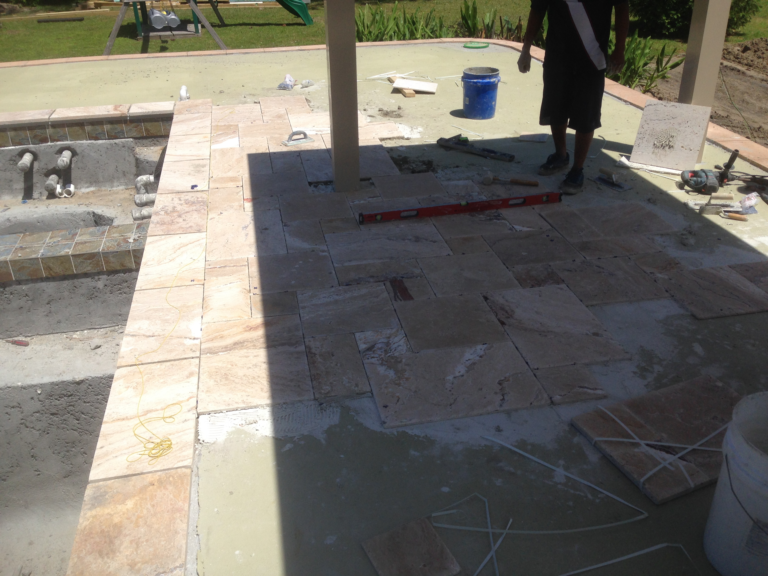 Deck Tiles Over Concrete Patio And Travertine Pavers Over Concrete for size 3264 X 2448