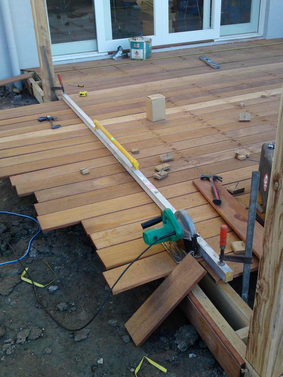 Decking Project Laying Boards And Cutting The Edge To Size with dimensions 900 X 1200