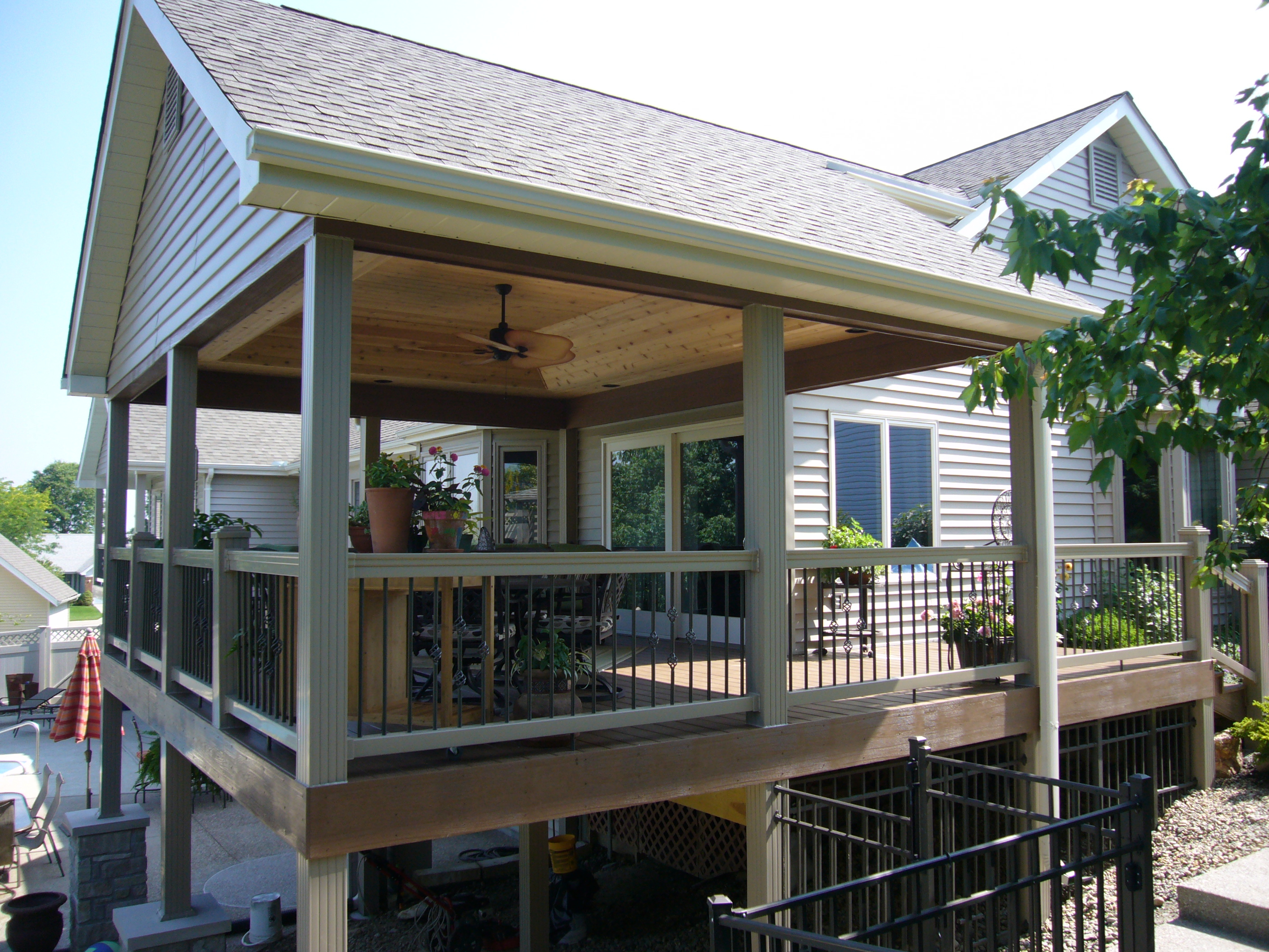 Decking Terrific Covered Deck Plans For Outdoor Design for sizing 2816 X 2112