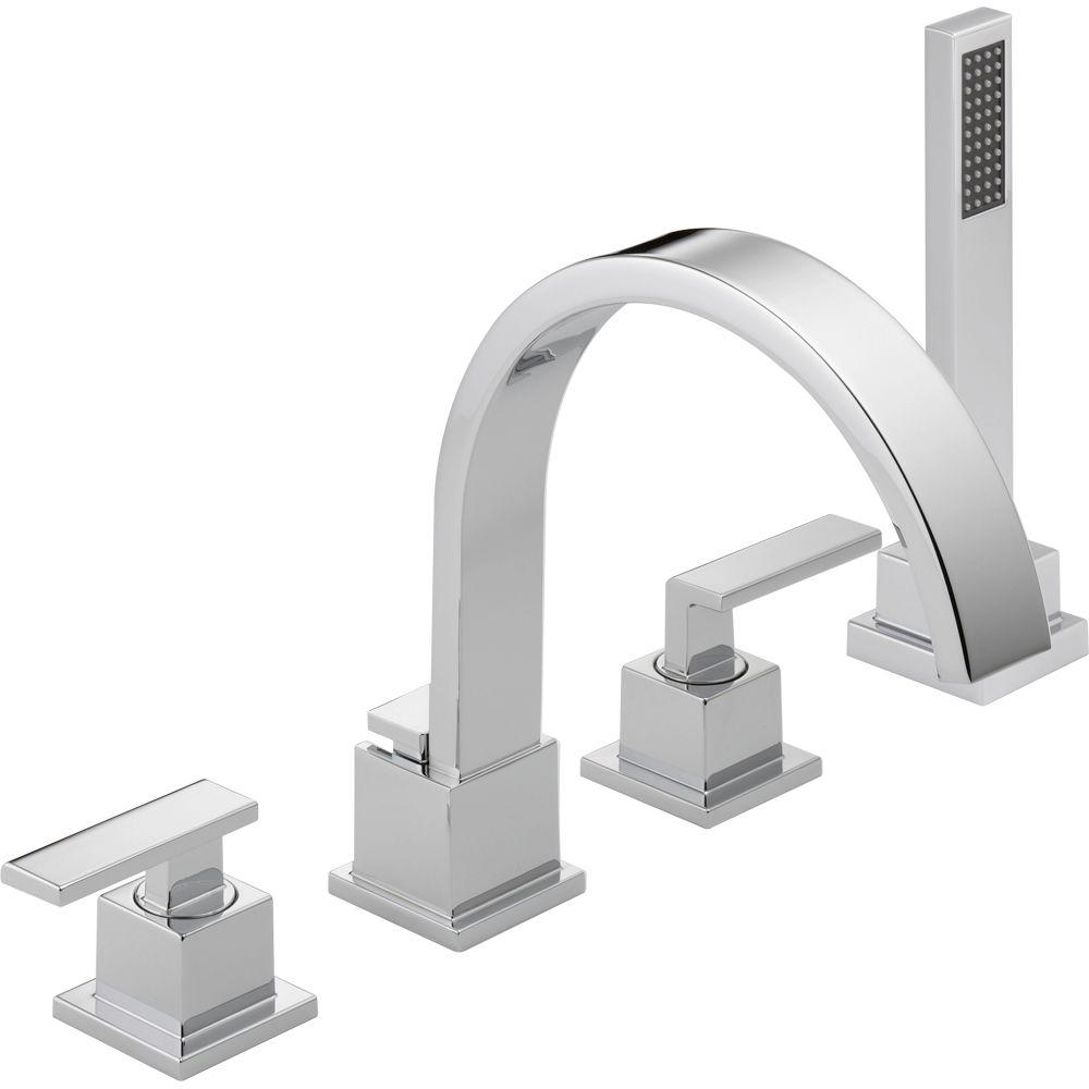 Delta Vero 2 Handle Deck Mount Roman Tub Faucet With Hand Shower pertaining to sizing 1000 X 1000