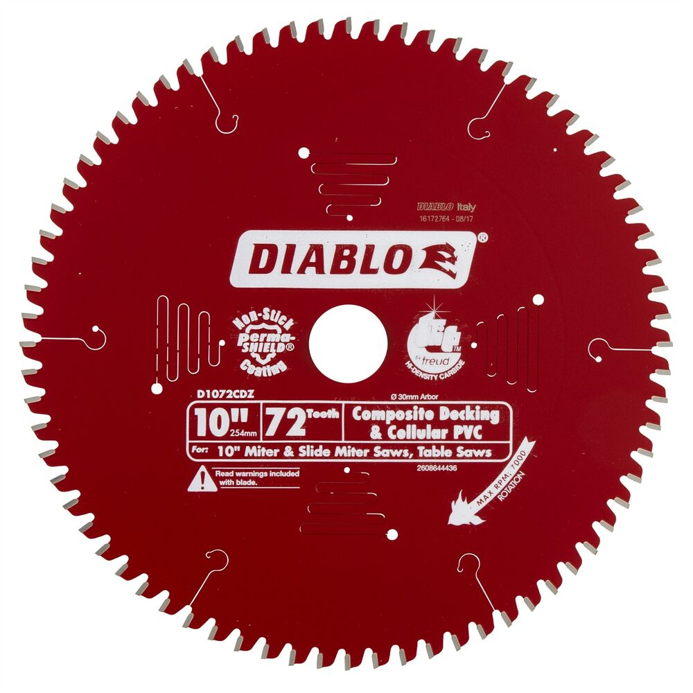 Diablo Composite Decking Cellular Pvc Circular Saw Blade 254mm 72t in size 1000 X 1000