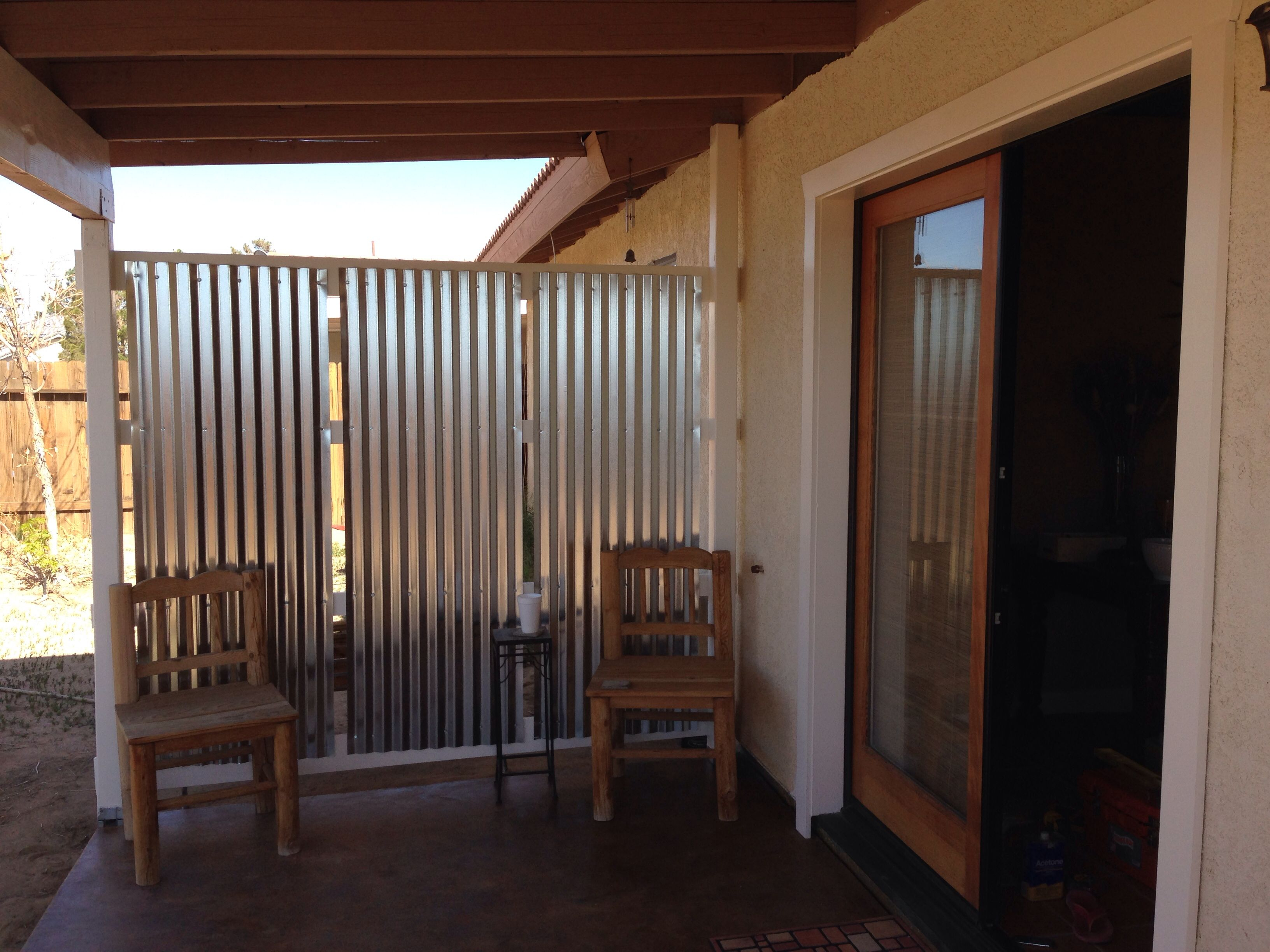 Diy Corrugated Privacy Screen And Wind Break Backyard Outdoor regarding sizing 3264 X 2448