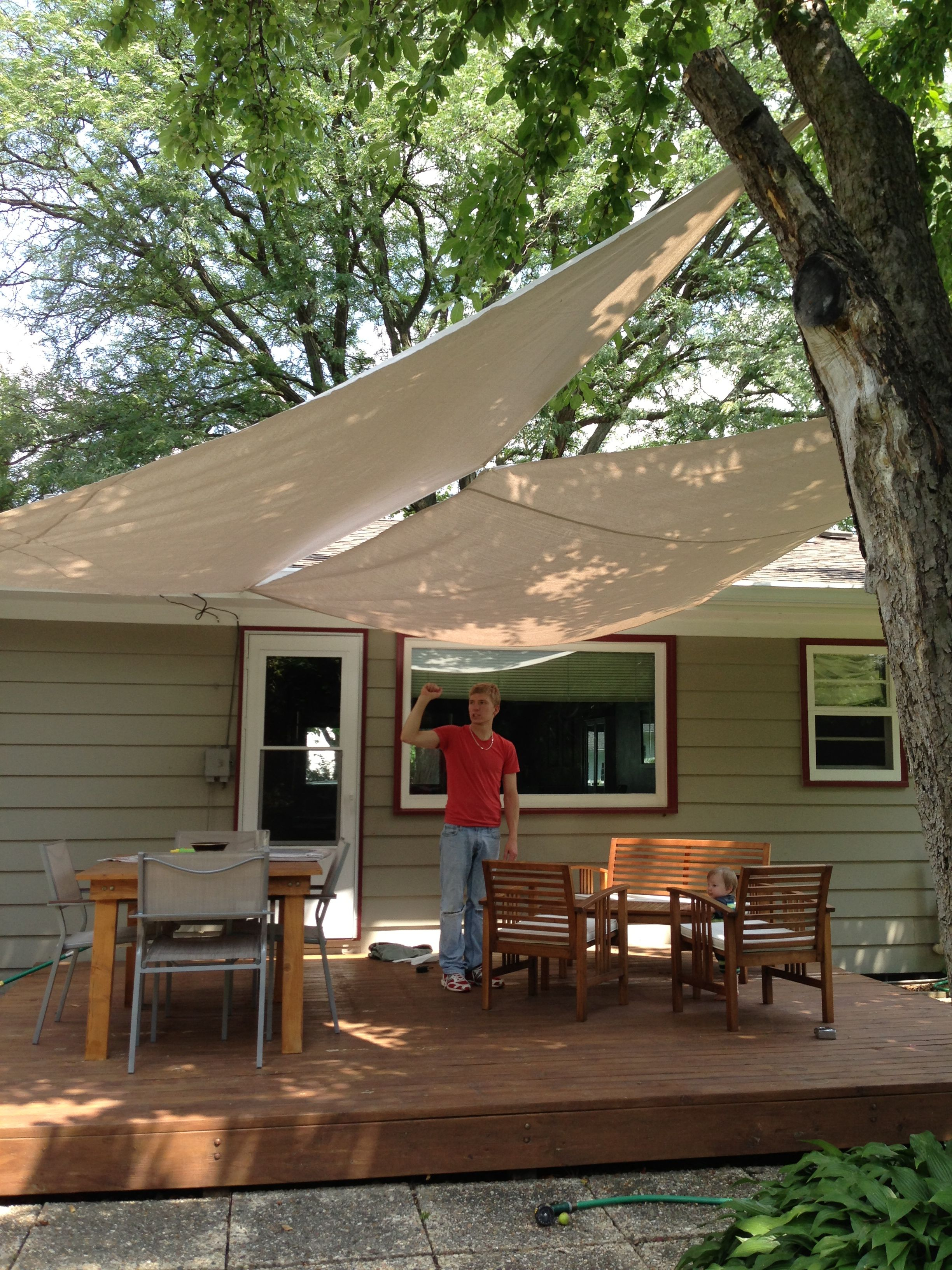 Diy Deck Awning With Painters Drop Cloth Canvas Grommets And Eye inside dimensions 2448 X 3264