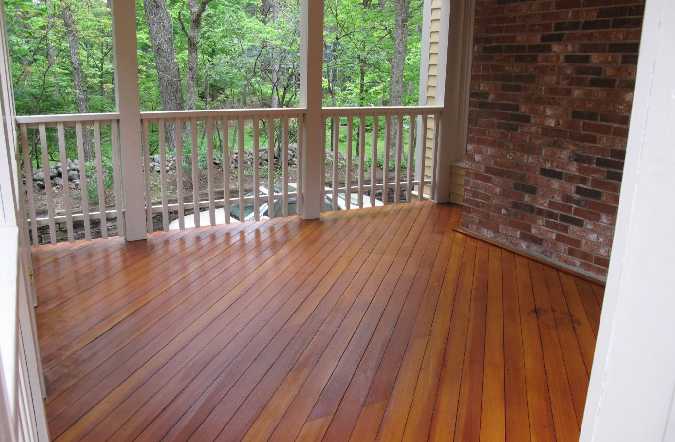 Douglas Fir Decking With Teak Stain Sealer And Opaque Navajo White regarding measurements 1386 X 908