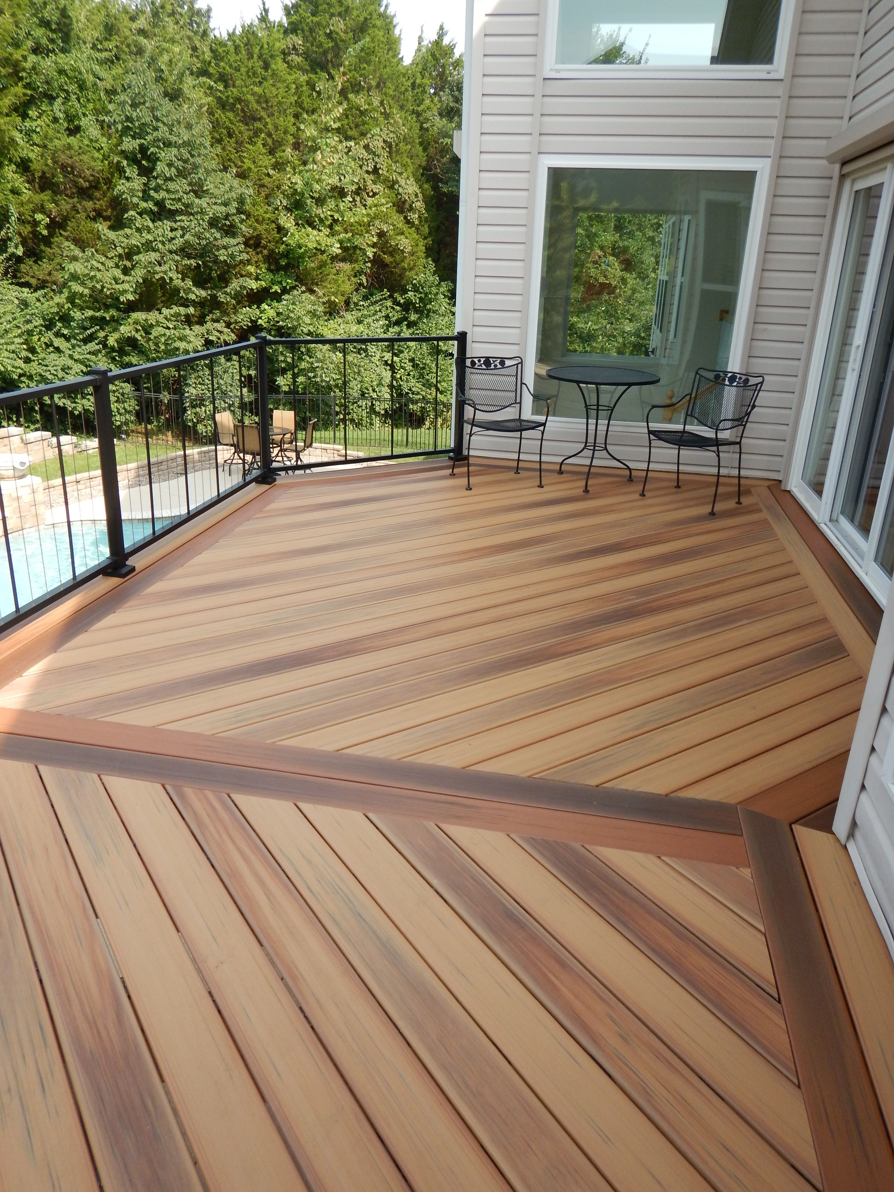 Duralife Golden Teak Decking With Brazilian Cherry Border in measurements 3456 X 4608