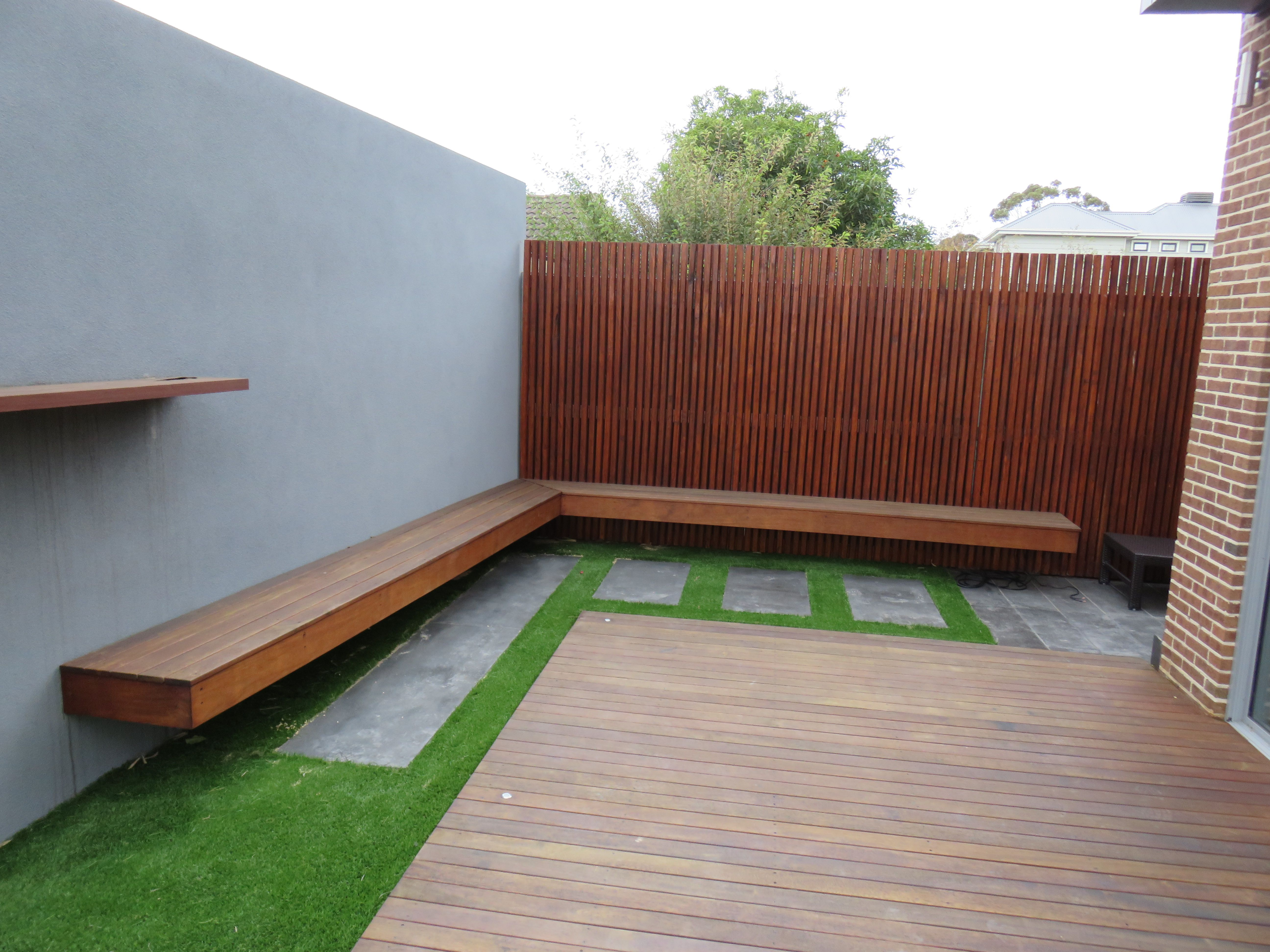 Floating Merbau Bench Seat Silver Top Ash Screen Merbau Decking throughout proportions 5184 X 3888