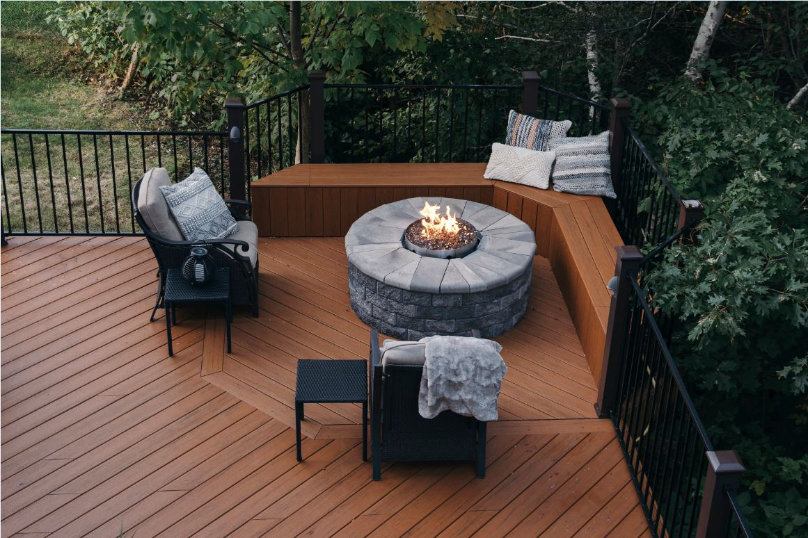 Gas Fire Pit On Composite Deck Decking Deck Porch Railings pertaining to size 1161 X 774