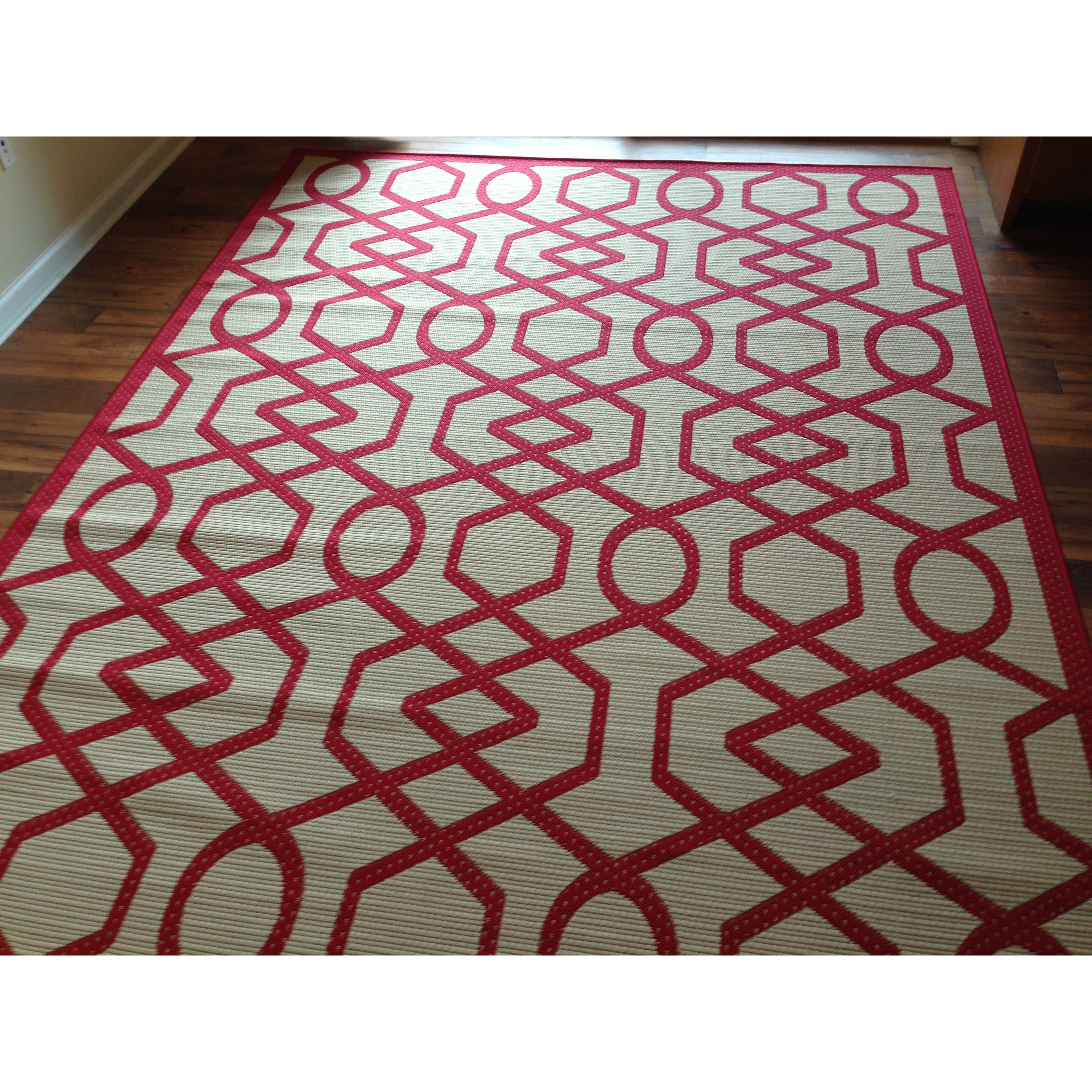 Geometric Beige Red Pool Patio Lanai Deck Area Rug Area Rug 710 X 104 with dimensions 3264 X 3264