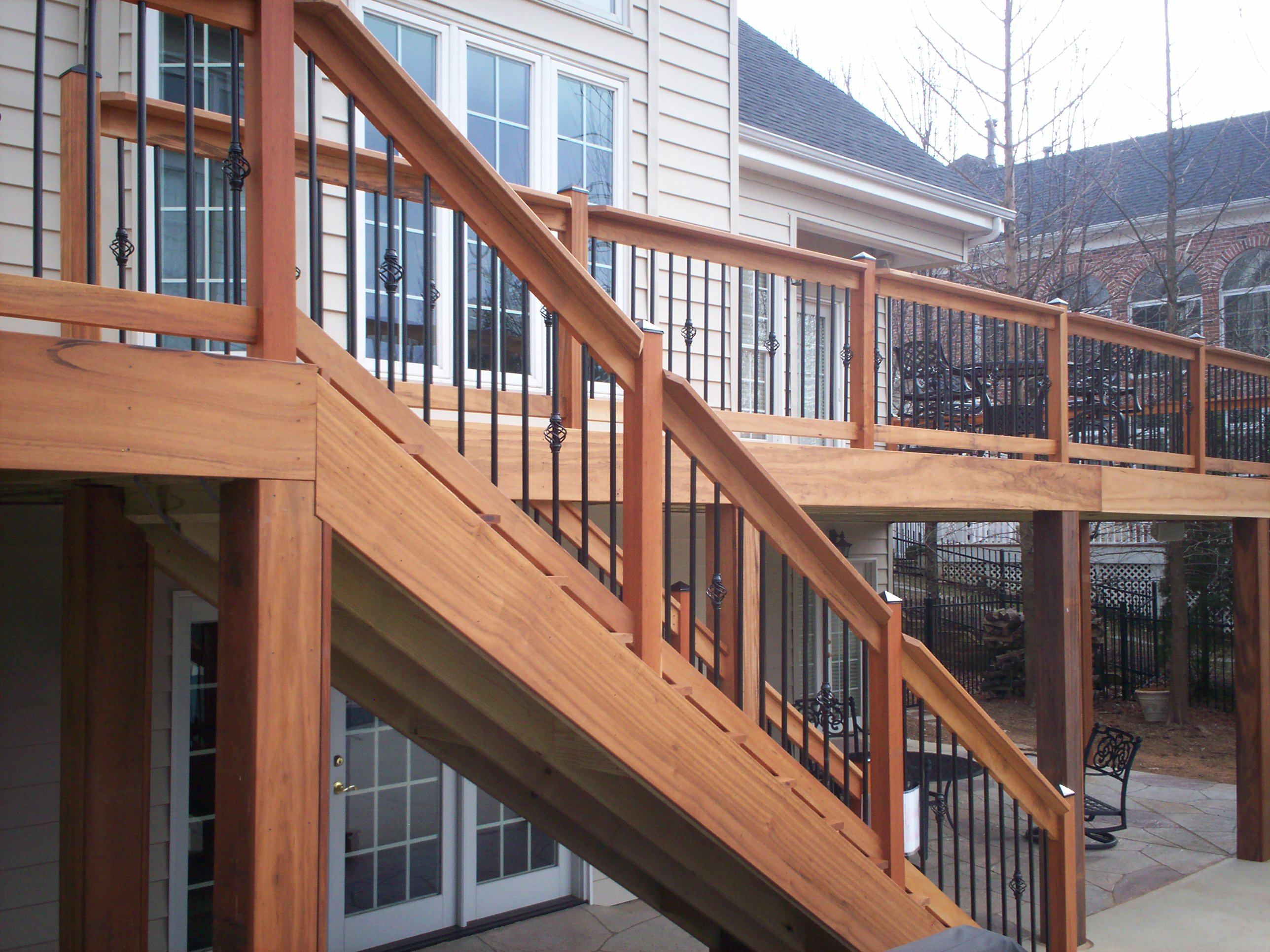 Hardwood Deck Railings With Decorative Metal Balusters In St Louis within proportions 2576 X 1932