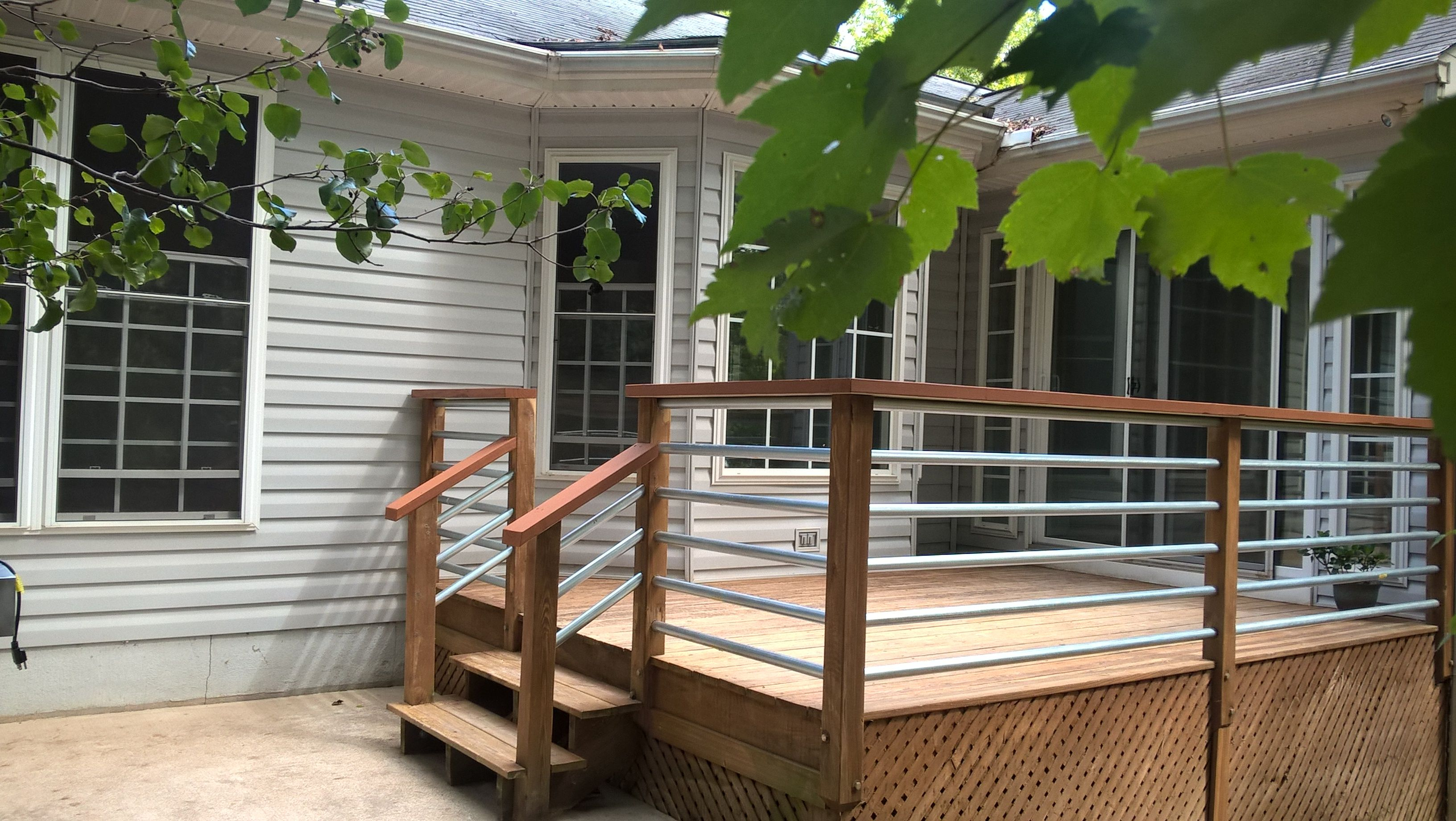 Horizontal Railing Using 125 Conduit Deck Makeover Deck in dimensions 3264 X 1840