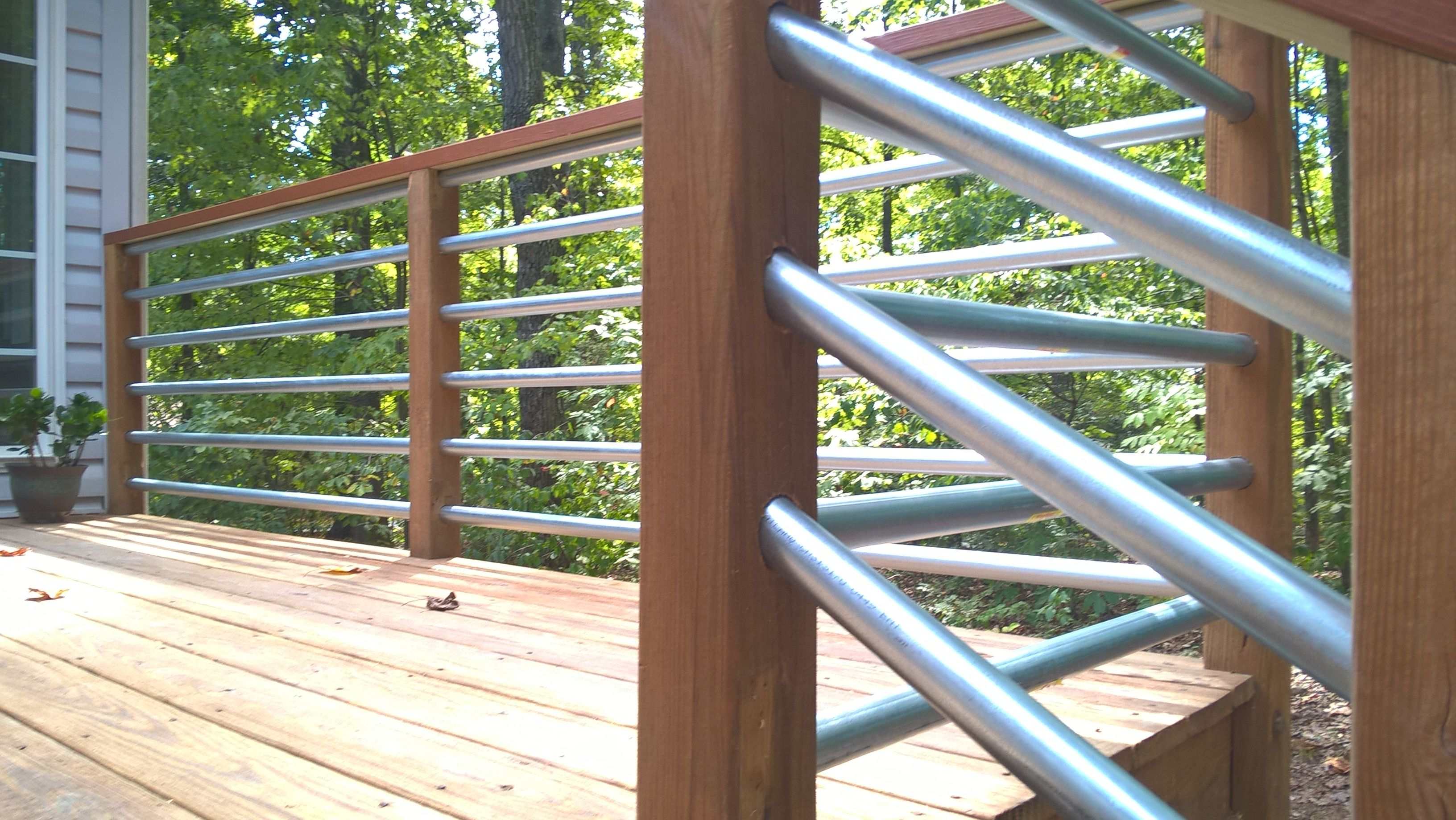 Horizontal Railing Using 125 Conduit Deck Makeover Outdoor for dimensions 3264 X 1840