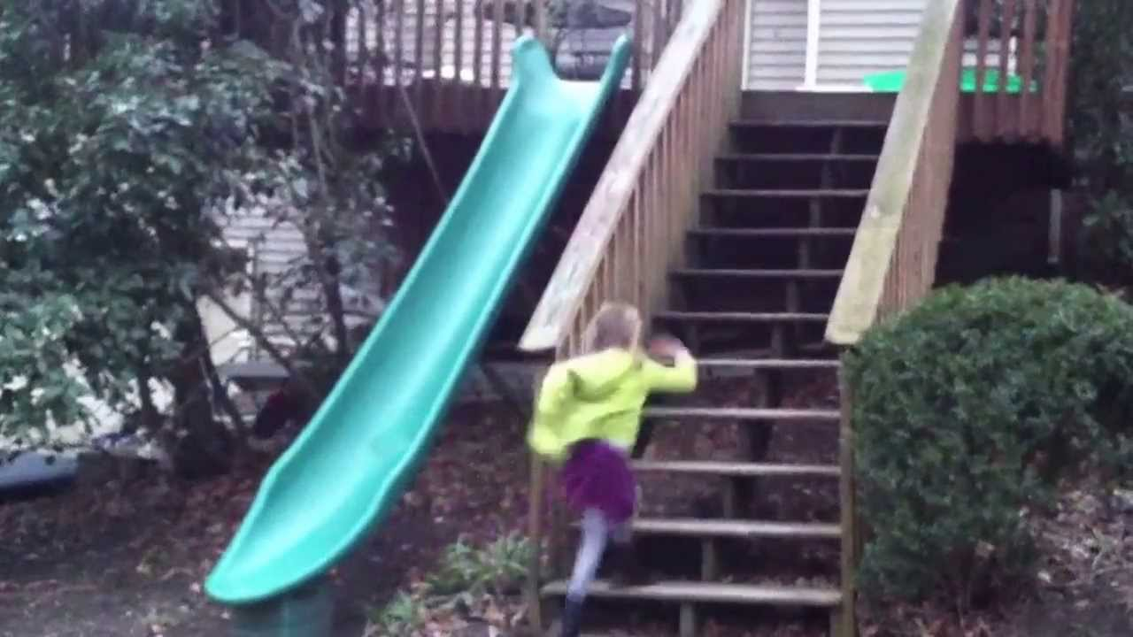 Installed A Fun Plastic Slide Off Our Back Deck 14 Ft Plastic in sizing 1280 X 720