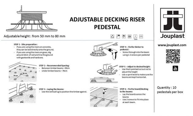 Jouplast Plastic Adjustable Decking Risers 50 To 80mm Pack Of 10 in measurements 1000 X 1000