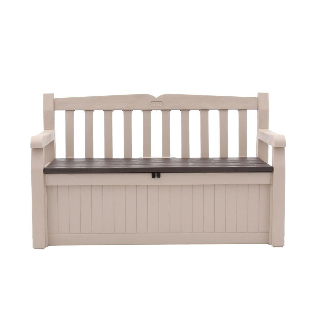 Keter Eden 70 Gal Outdoor Garden Patio Deck Box Bench In Beige And with regard to measurements 1000 X 1000