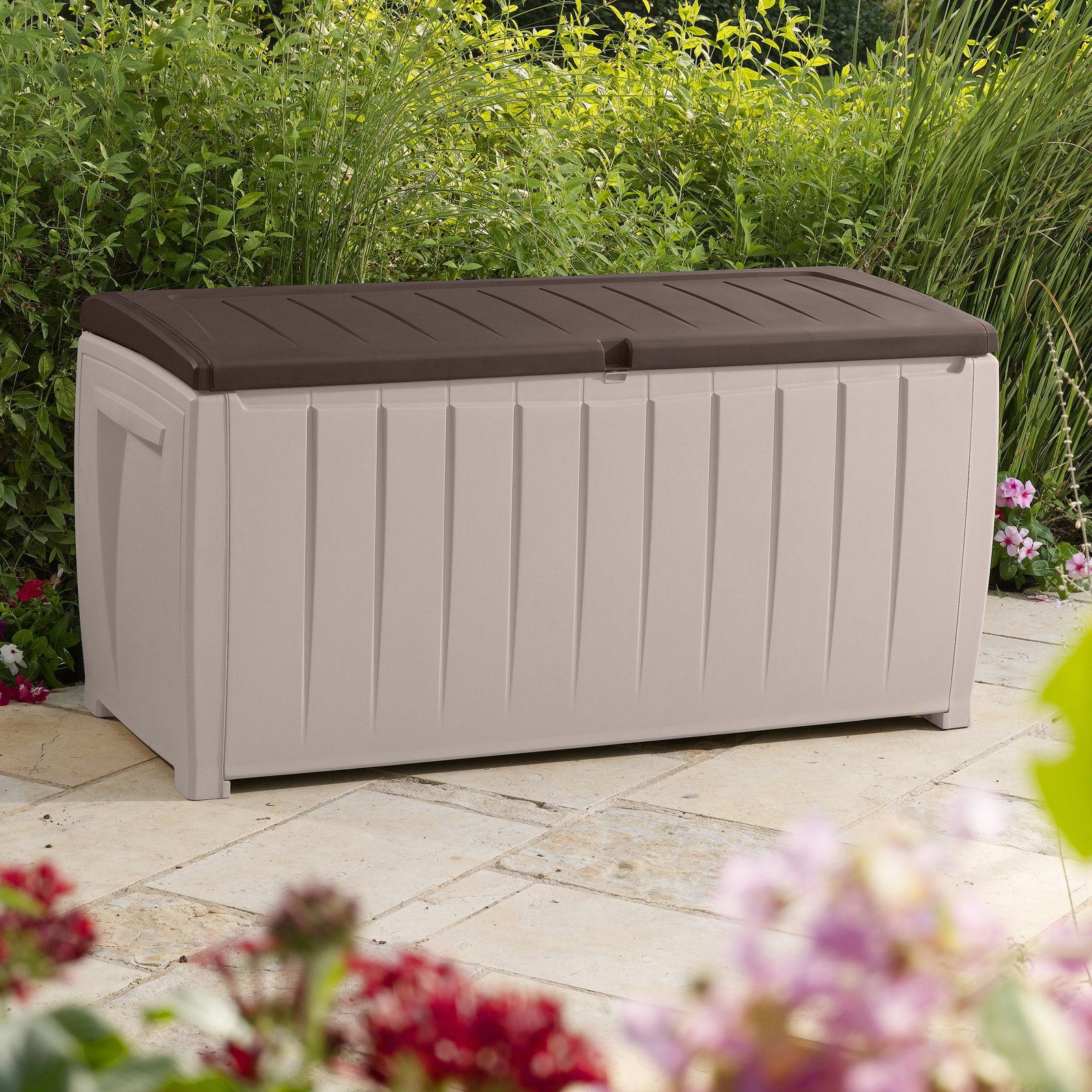Keter Novel 90 Gal Outdoor Plastic Deck Box Brown Walmart with regard to sizing 1600 X 1600