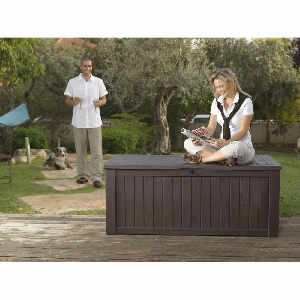 Keter Rockwood Huge Plastic Garden Storage Deck Box 570 Litre for dimensions 1000 X 1000