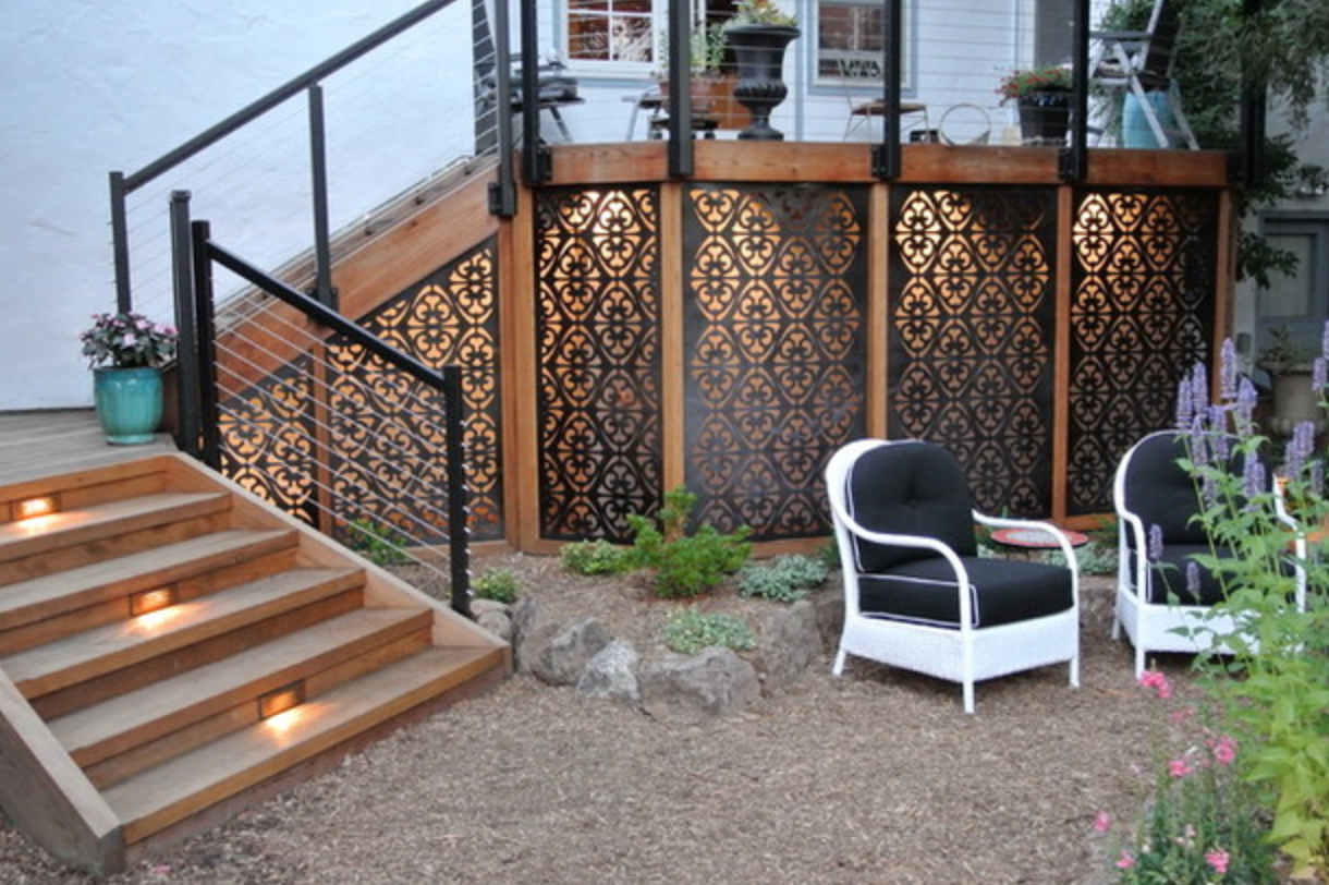 Laser Cut Metal Panels Backed With Outdoor Fabric As Deck Inserts with sizing 1220 X 812